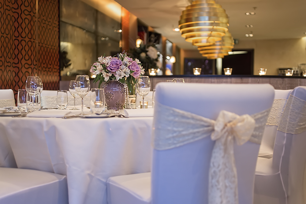 Elegant dining table at Main Bar, perfect for weddings and upscale events.