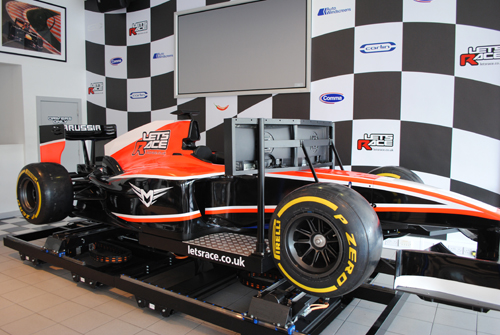 Sleek Formula 1 car at Let's Race venue, perfect for corporate events and promotions.