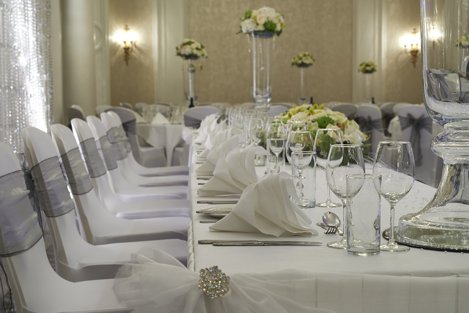 Elegant banquet table in The Adelphi Suite, perfect for weddings and corporate events.