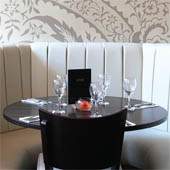 Elegant dining table on Mezzanine floor at Zouk Tea Bar & Grill for intimate events.