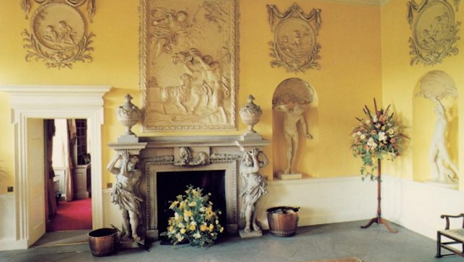 Elegant White Hall at Hagley Hall with ornate decor for upscale meetings and gatherings.