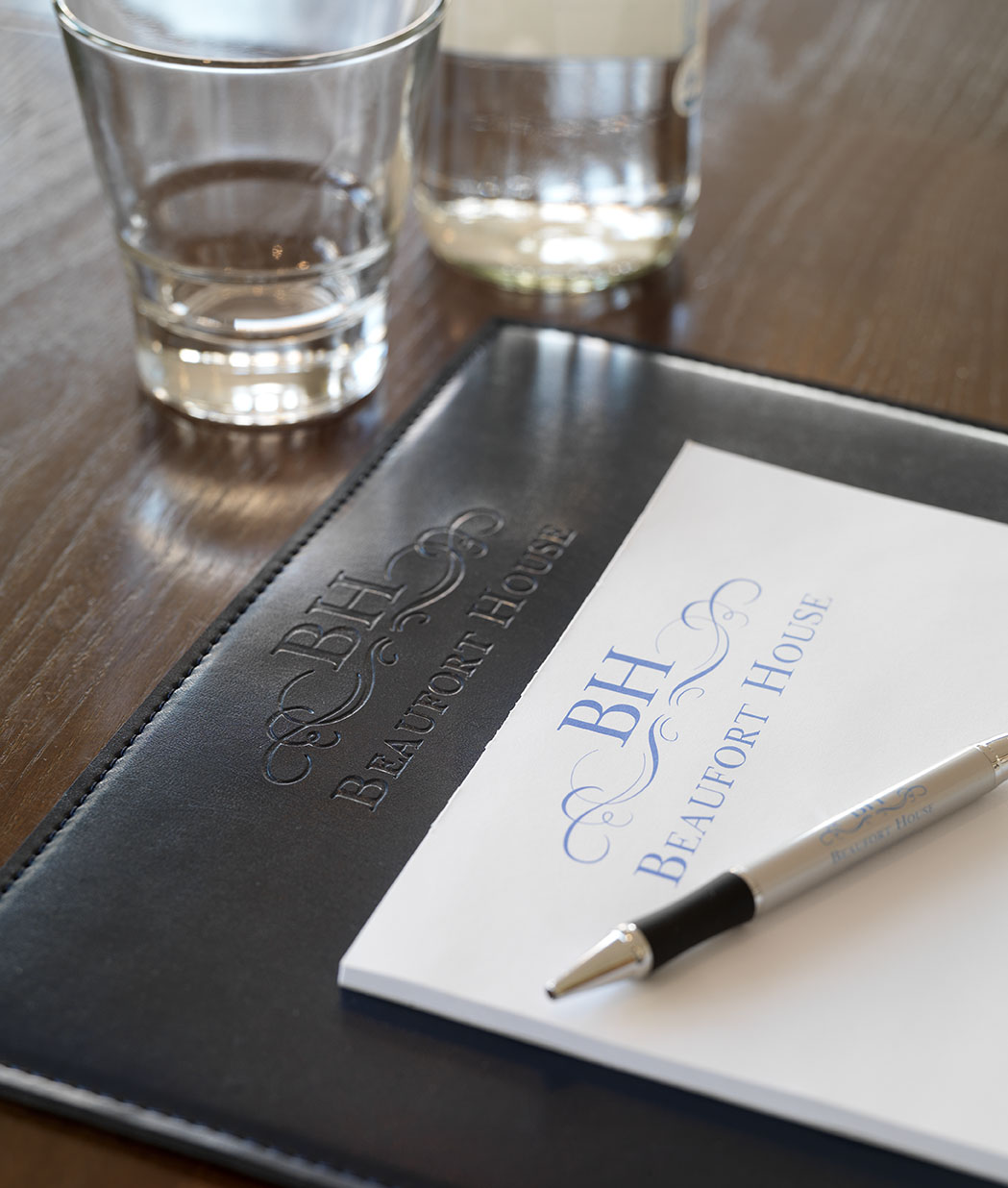 Polished meeting setup in The Club Room at Beaufort House, ideal for corporate events.