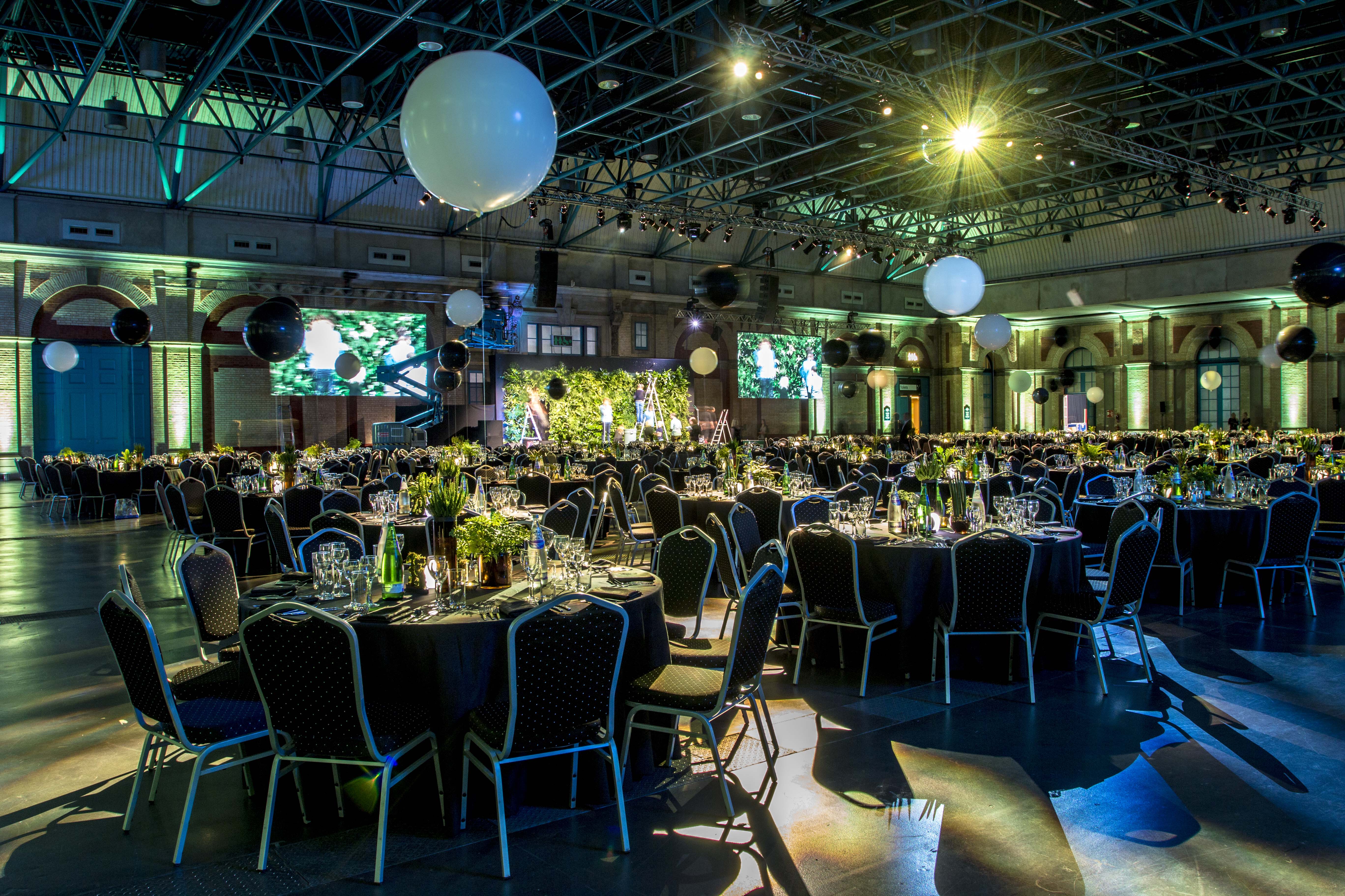 Elegant West Hall event space at Alexandra Palace for gala or corporate functions.