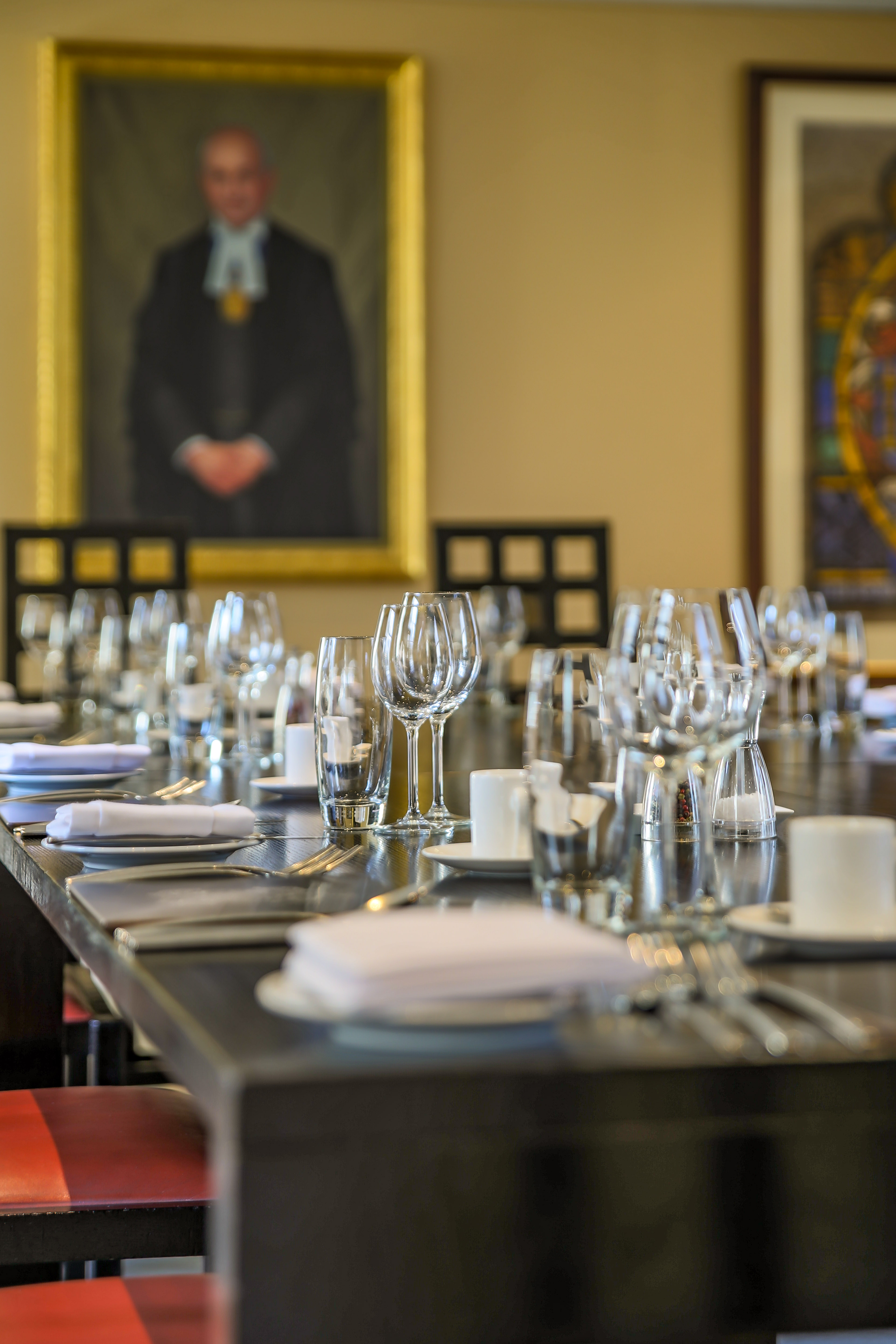 Parlour Room in Founders' Hall, featuring a formal portrait for conferences and events.