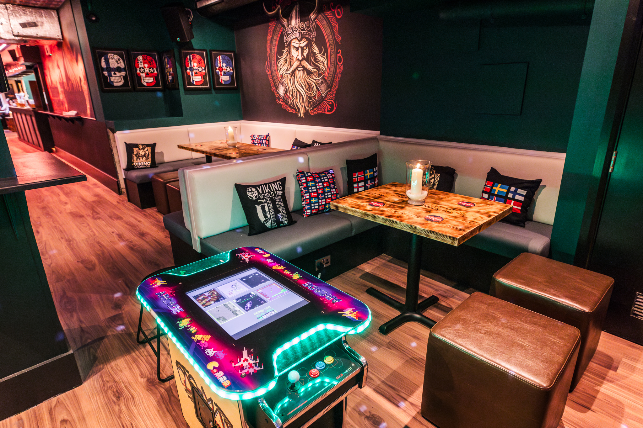 Vibrant games room in Nordic Bar, ideal for team-building and informal gatherings.