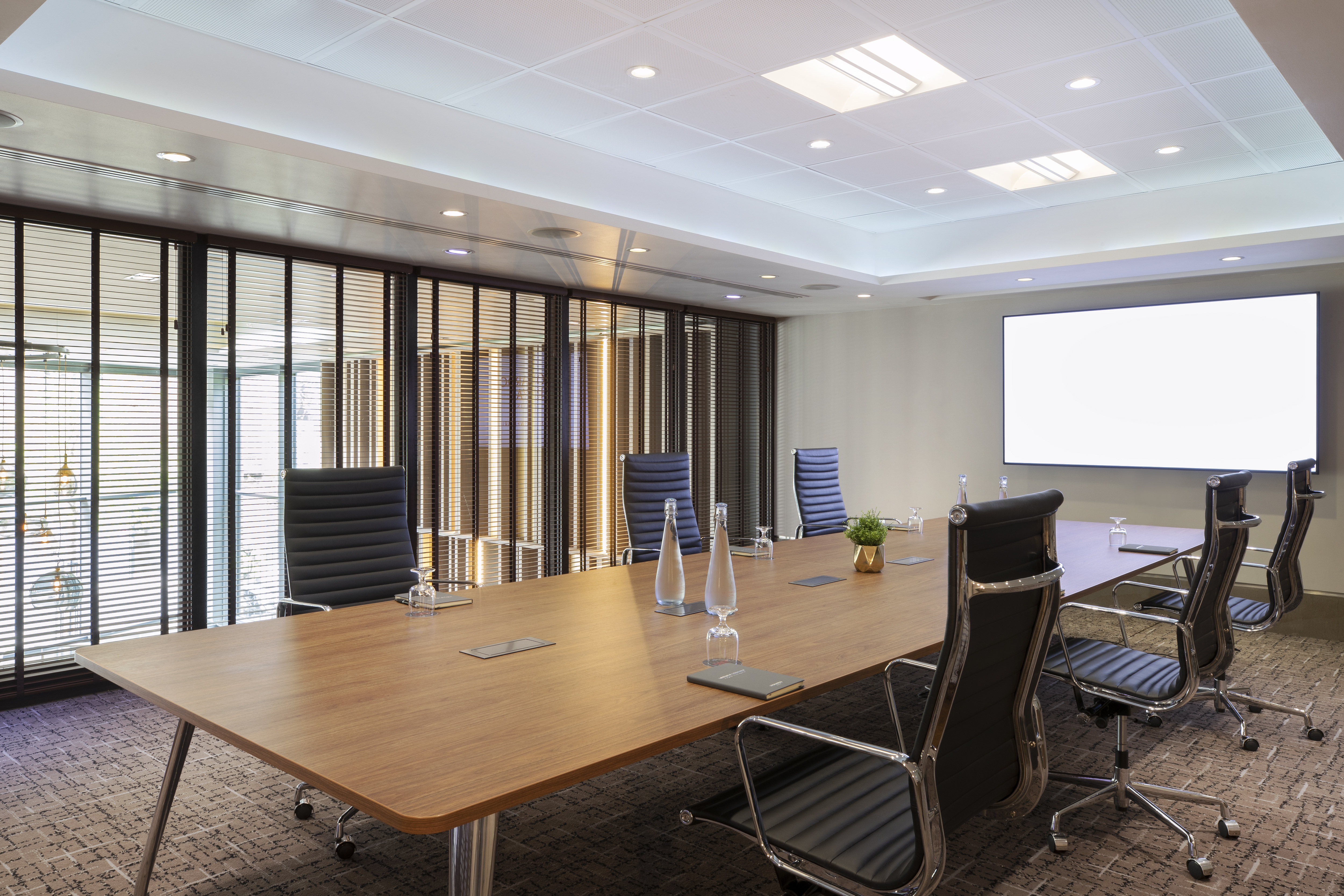 Modern conference room in Leonardo Royal Hotel, ideal for professional meetings and presentations.
