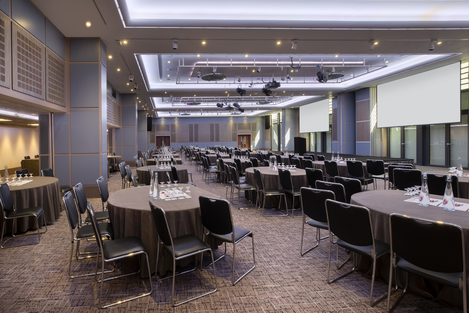 Spacious event venue at Leonardo Royal Hotel, ideal for conferences and banquets.