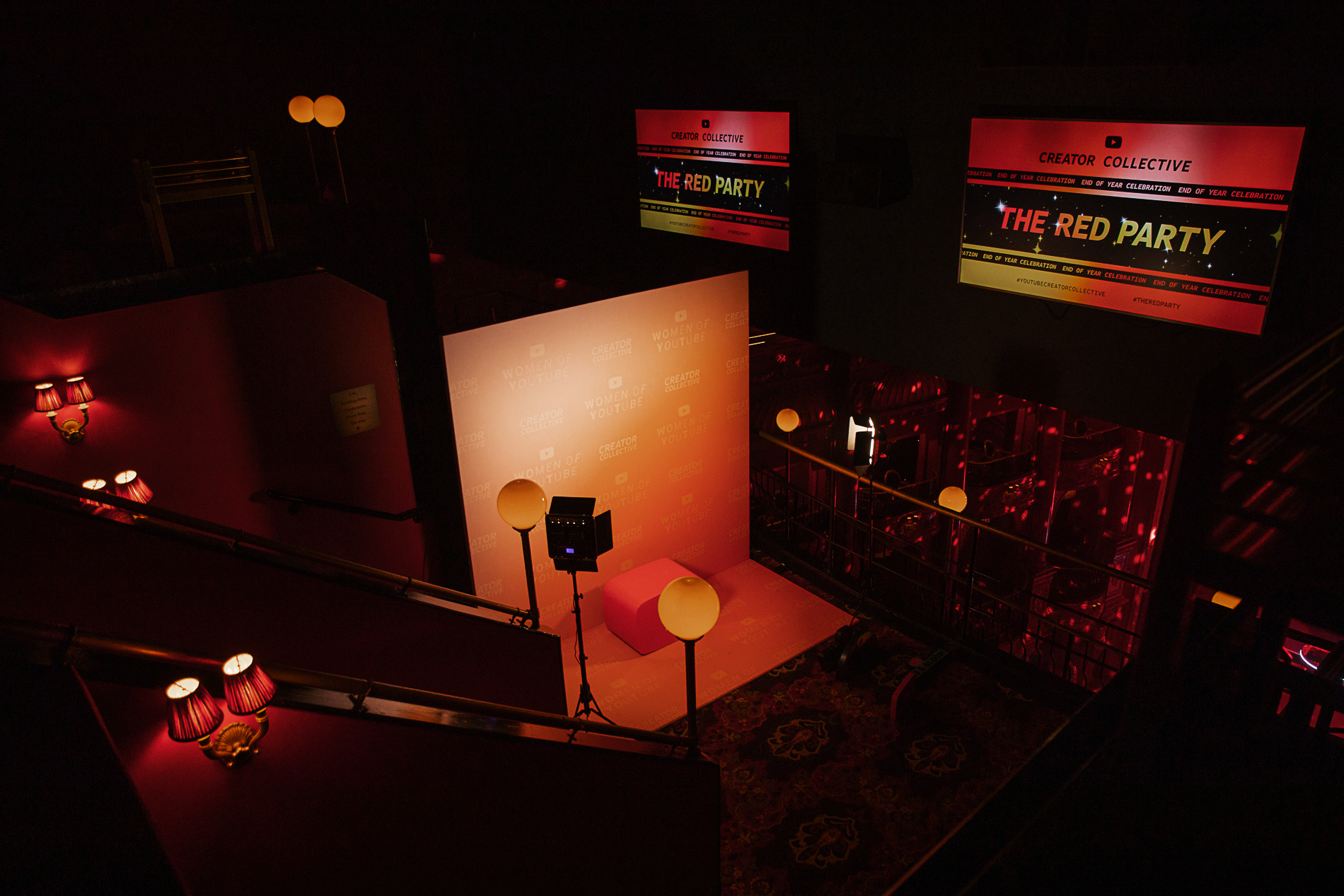 Vibrant KOKO venue with dramatic red lighting for "The Red Party" event.