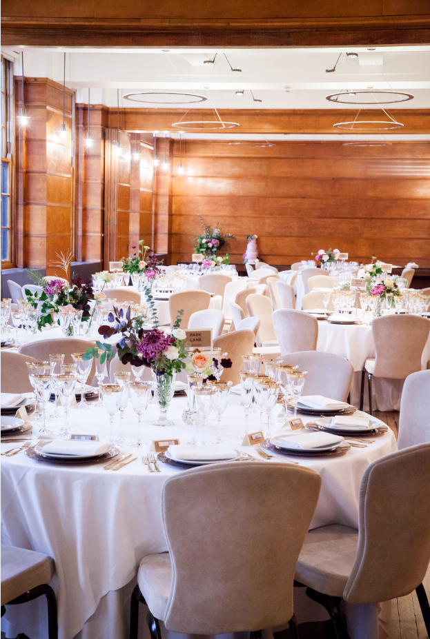 Elegant banquet hall at Town Hall Hotel, perfect for weddings and corporate events.
