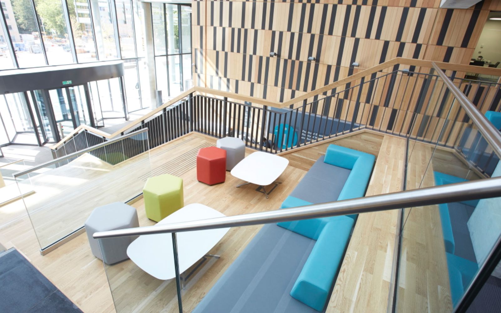 Modern open meeting space in Brooks Building, ideal for networking events and collaboration.