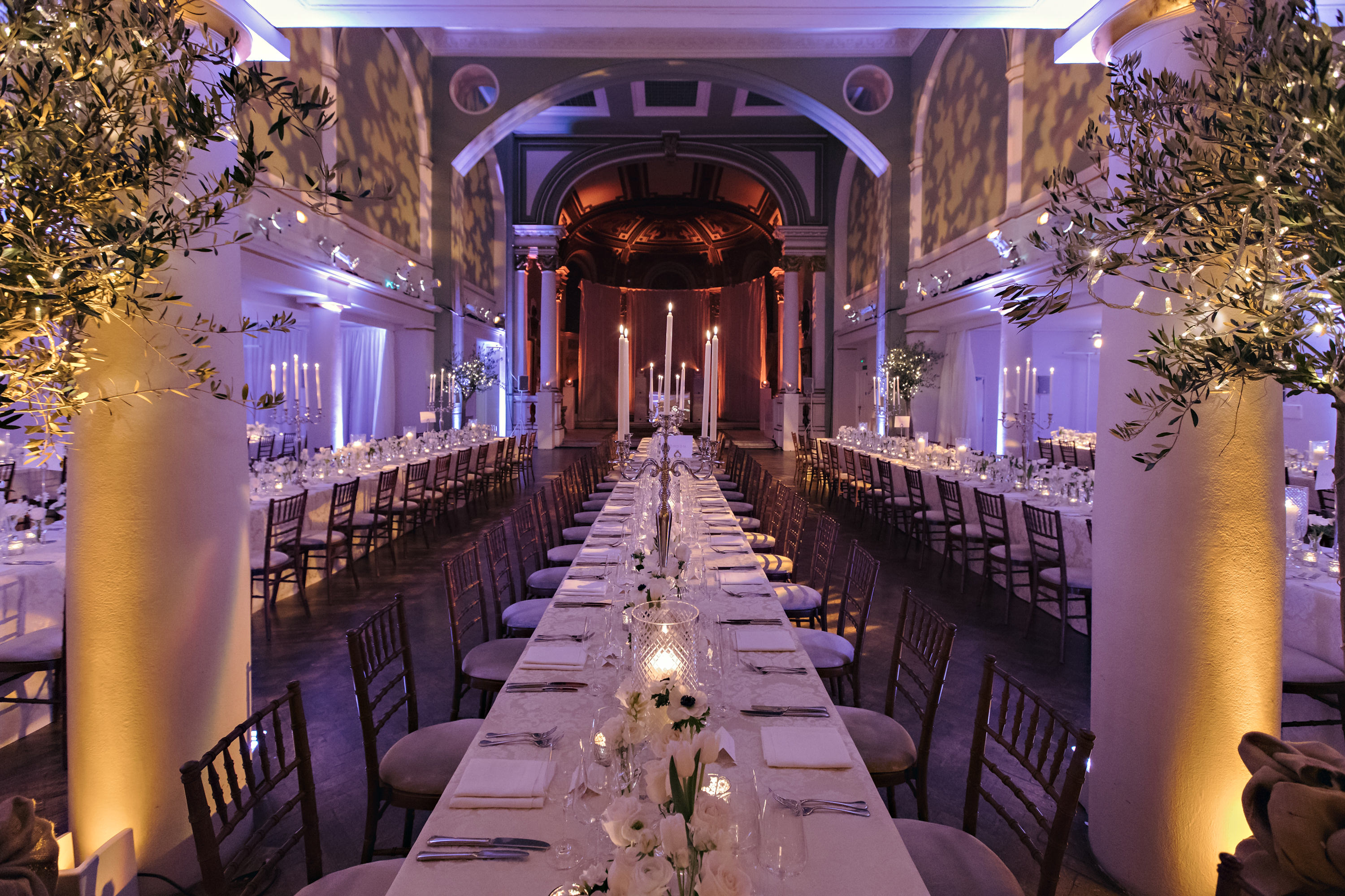 Elegant banquet hall at Soane Hall, ideal for weddings and corporate events.