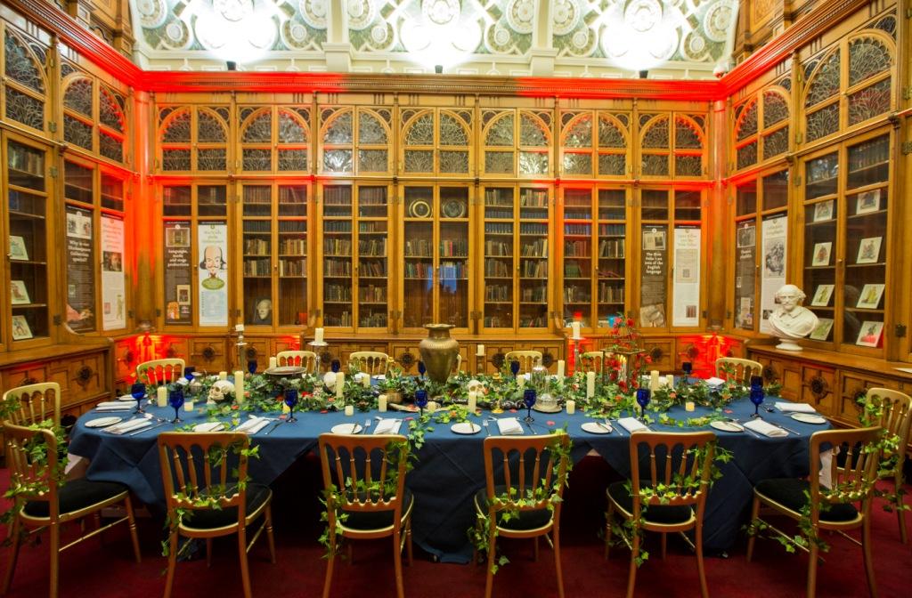 Shakespeare Memorial Room with elegant dining setup for intimate gatherings and formal dinners.