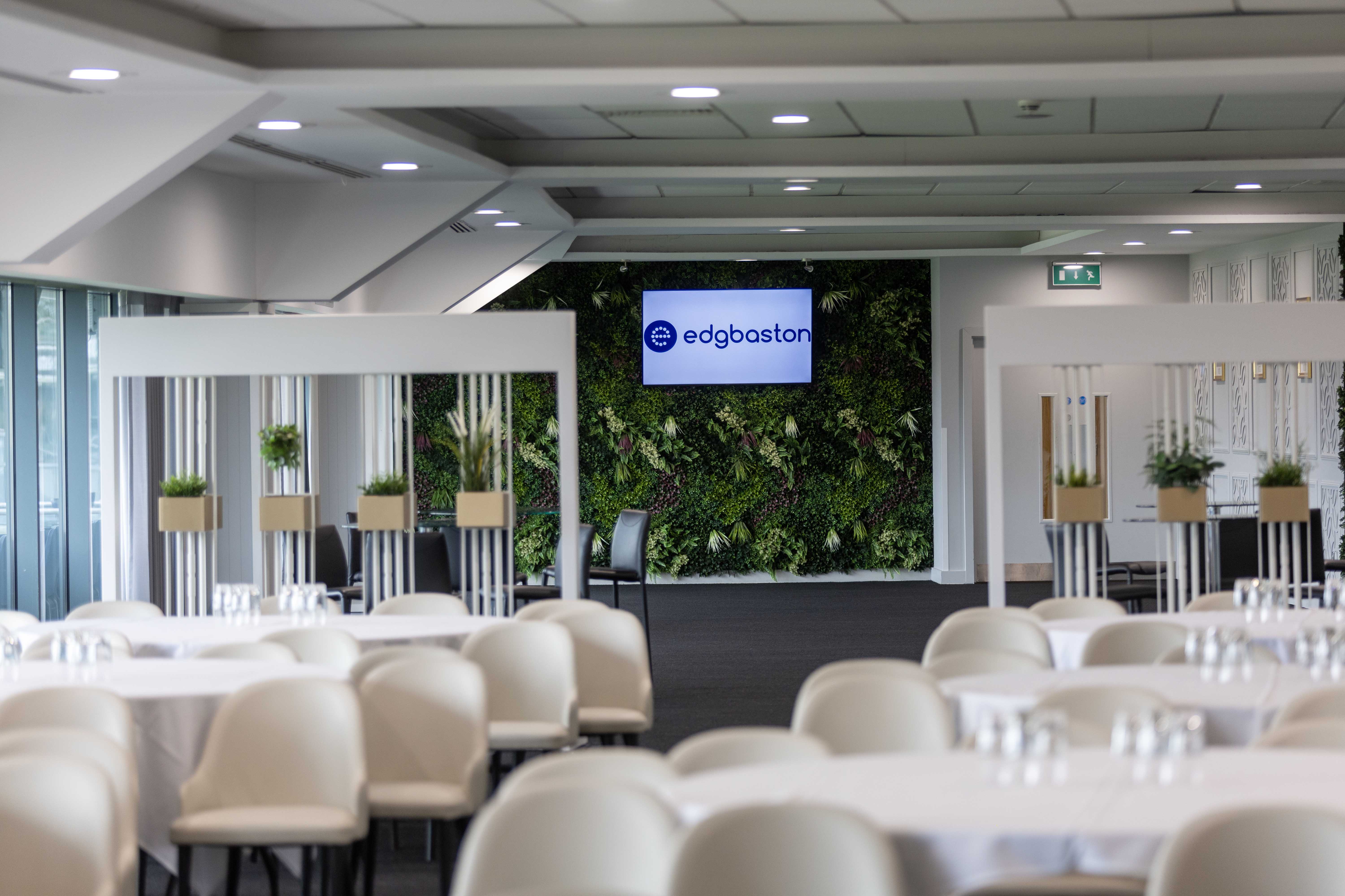 Warwickshire Suite at Edgbaston Stadium with biophilic decor for corporate events and conferences.
