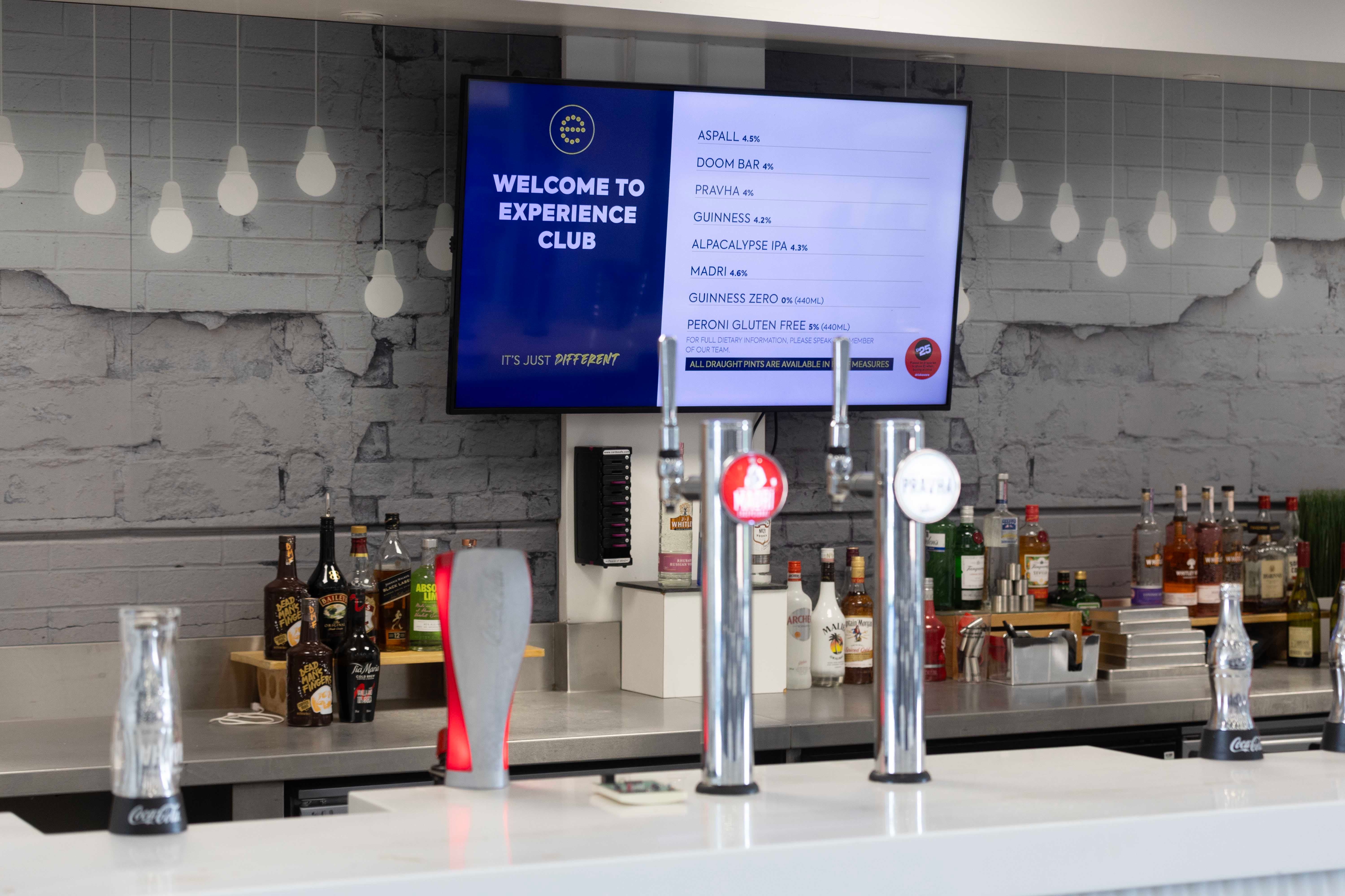 Modern bar in Edgbaston Stadium Chairs Lounge, ideal for corporate events and cricket hospitality.