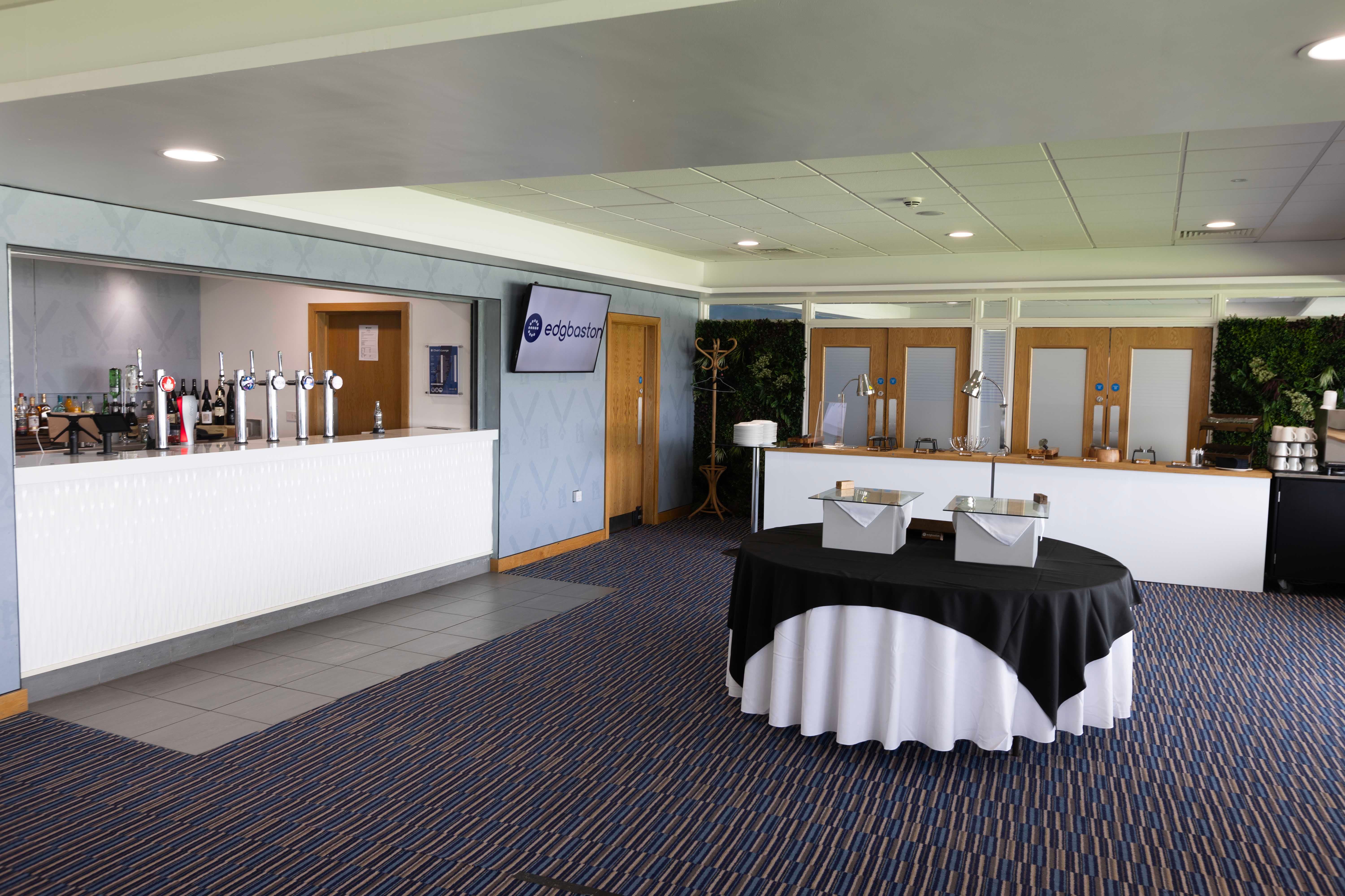 Edgbaston Stadium Chair's Lounge with bar, ideal for networking events and corporate receptions.