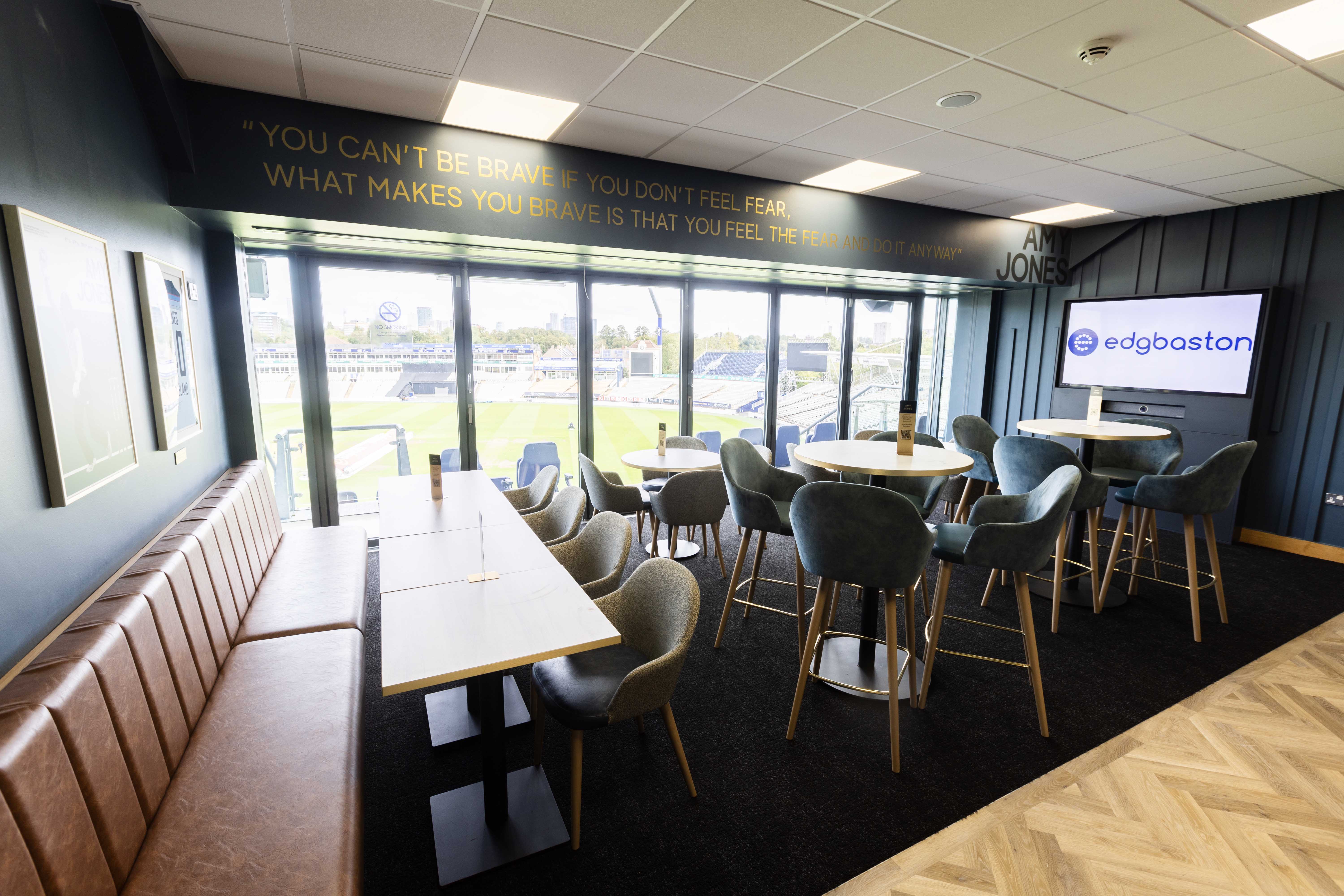 Executive box at Edgbaston Stadium for premium corporate meetings and networking events.