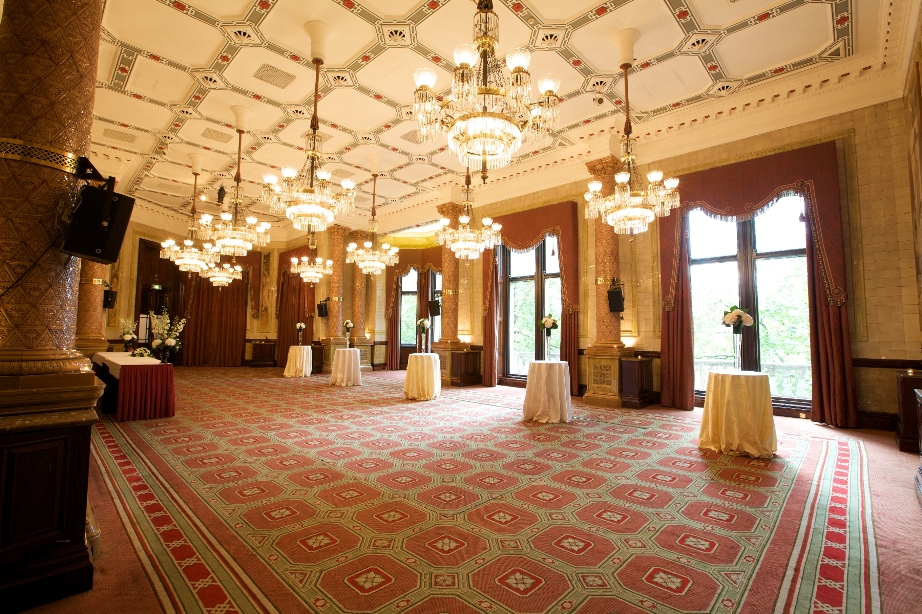 Elegant Reading & Writing Room with chandeliers, ideal for upscale meetings and events.