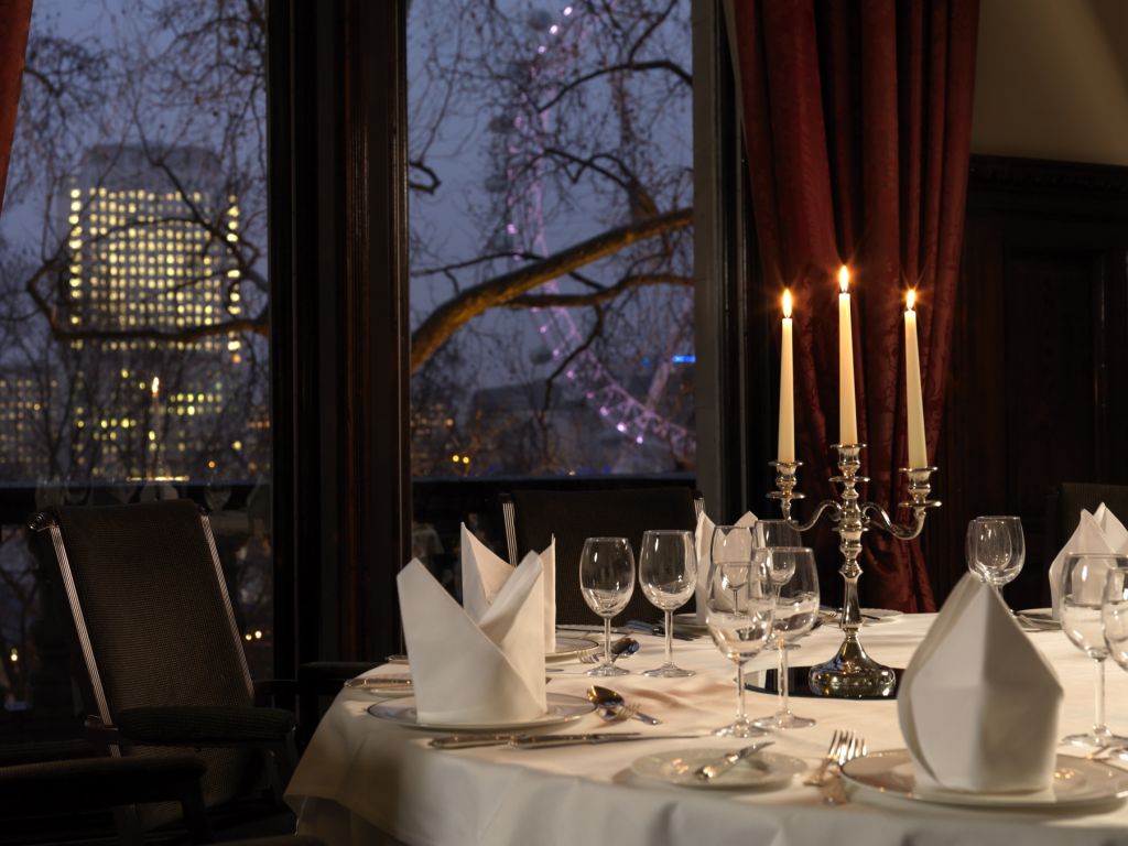 Elegant dining table in River Room, Royal Horseguards Hotel for corporate events.