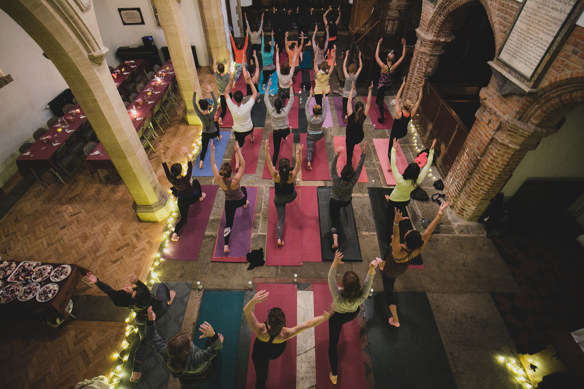 Yoga retreat, church venue, mindfulness, wellness event