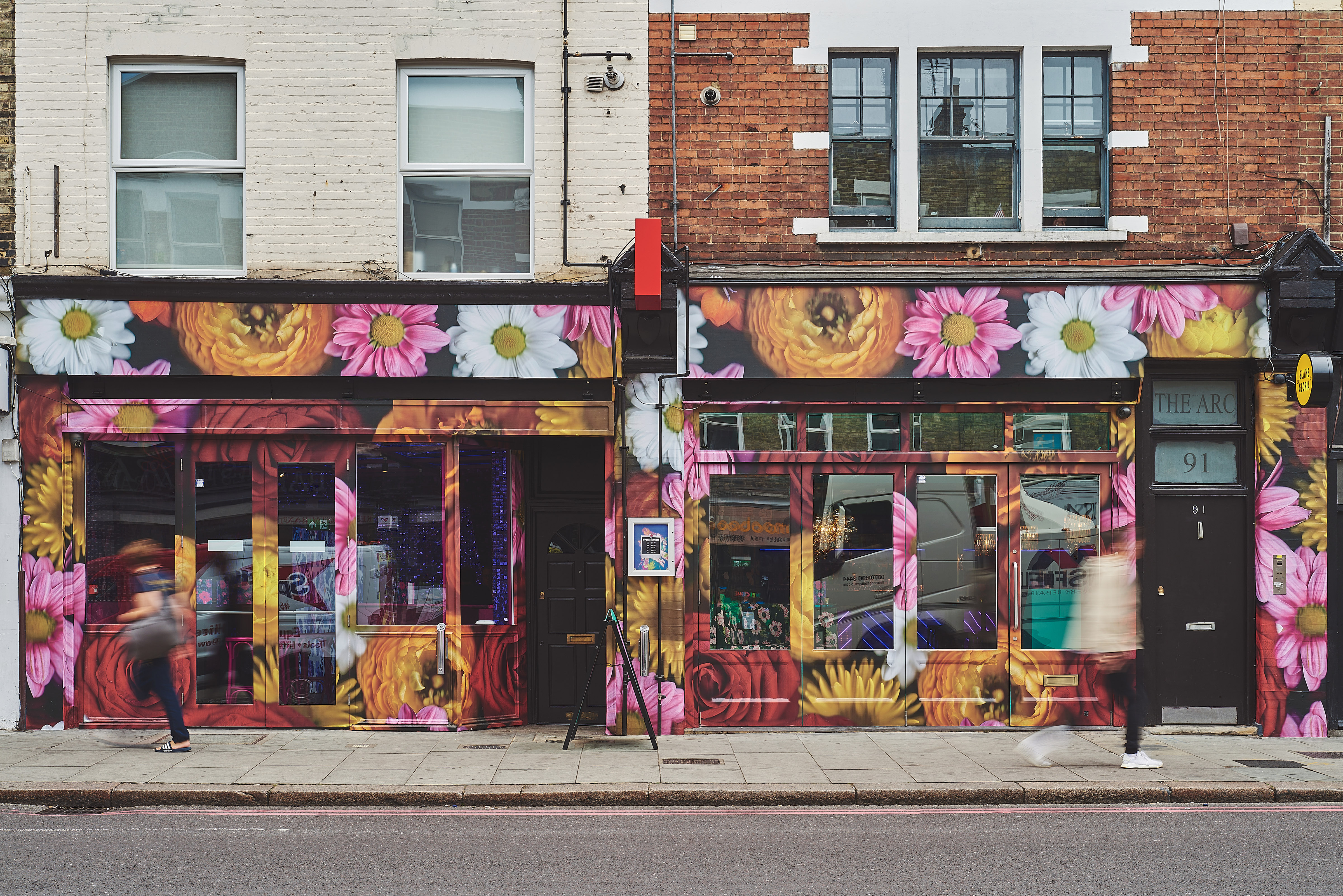Vibrant floral venue exterior at Adventure Bar Clapham for creative events and gatherings.