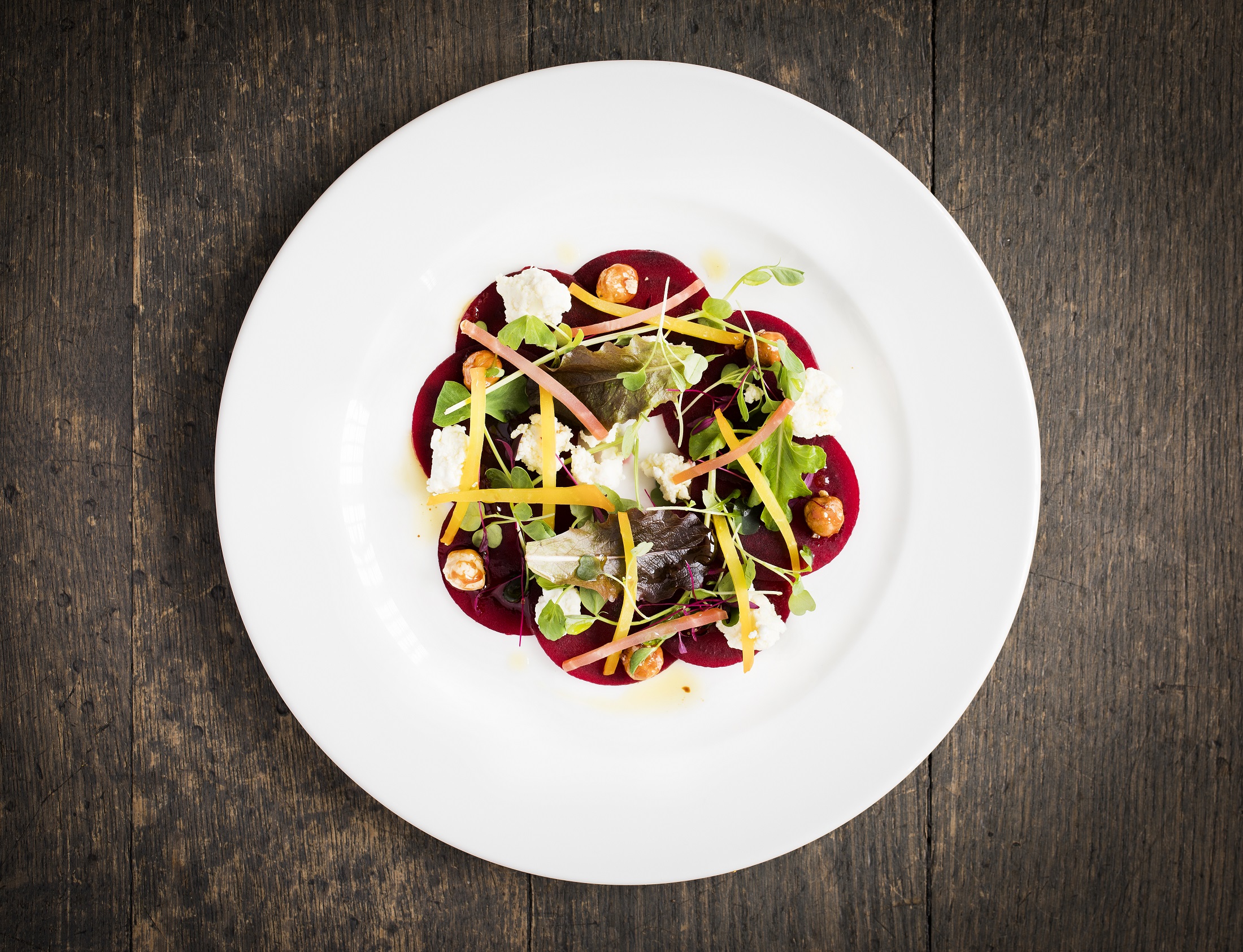 Vibrant salad in The Bull Room, Swan at The Globe for events and dining experiences.