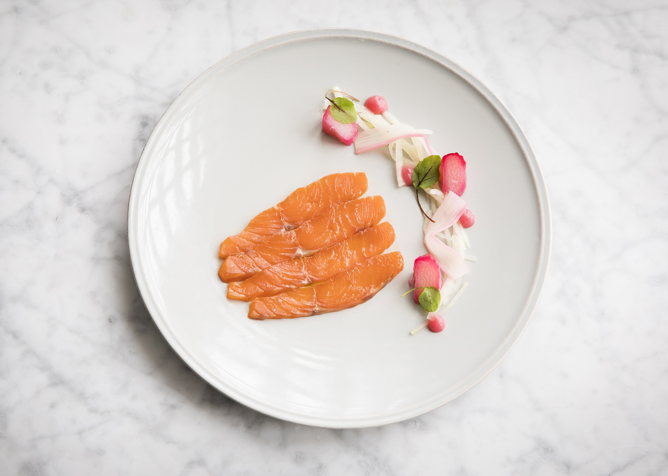 Elegant salmon dish with garnishes at The Bull Room, perfect for events and dining.
