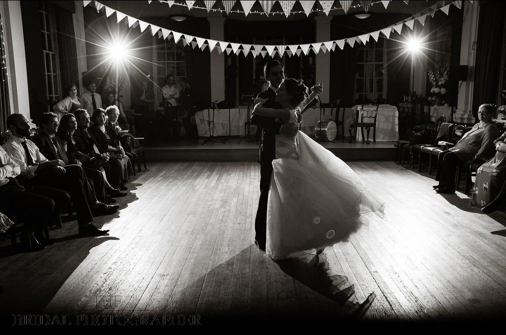 St Hugh's College dance floor, romantic lighting for wedding reception and first dance.