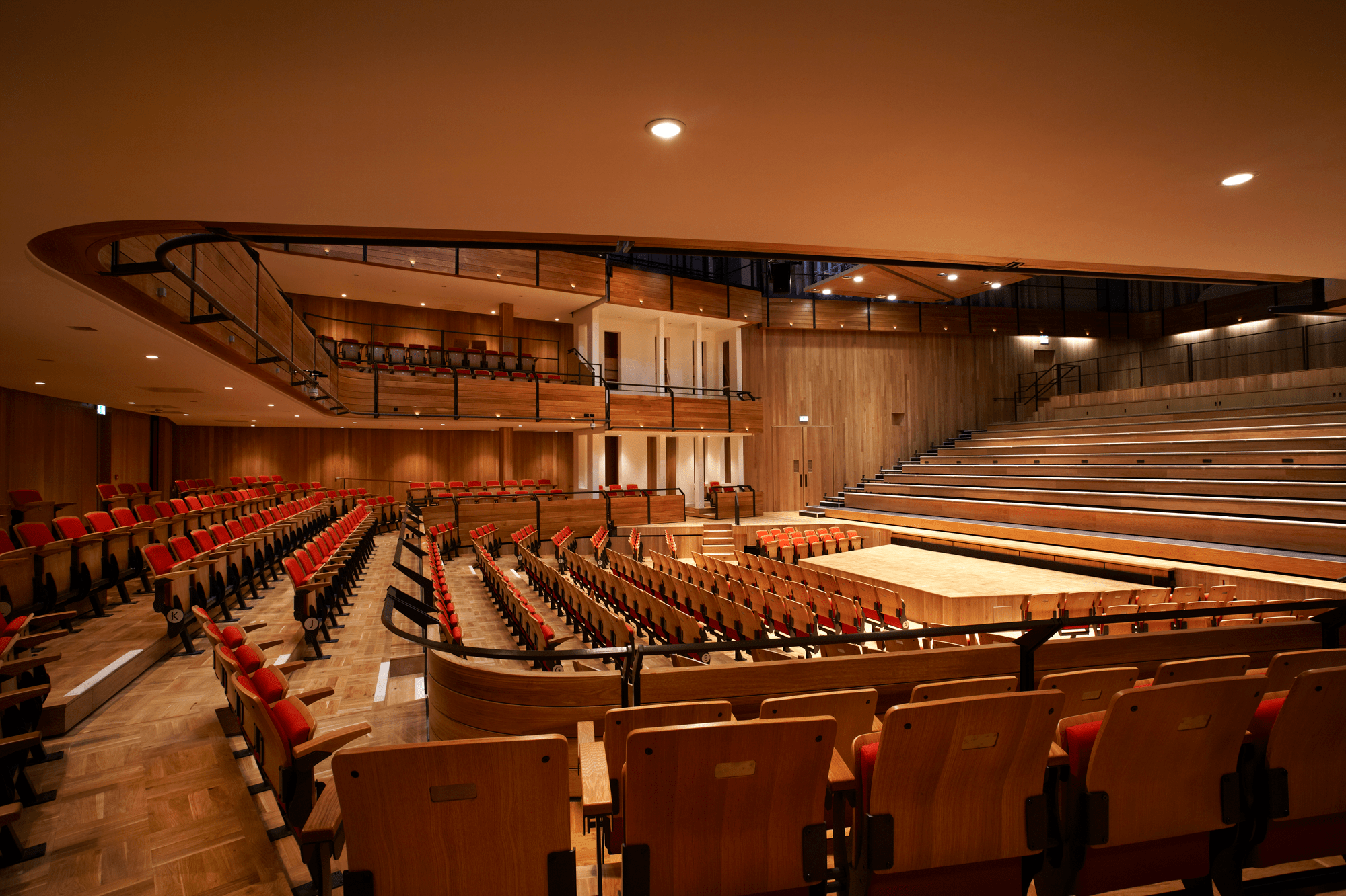 Elgar Concert Hall: modern auditorium with tiered seating for conferences and performances.