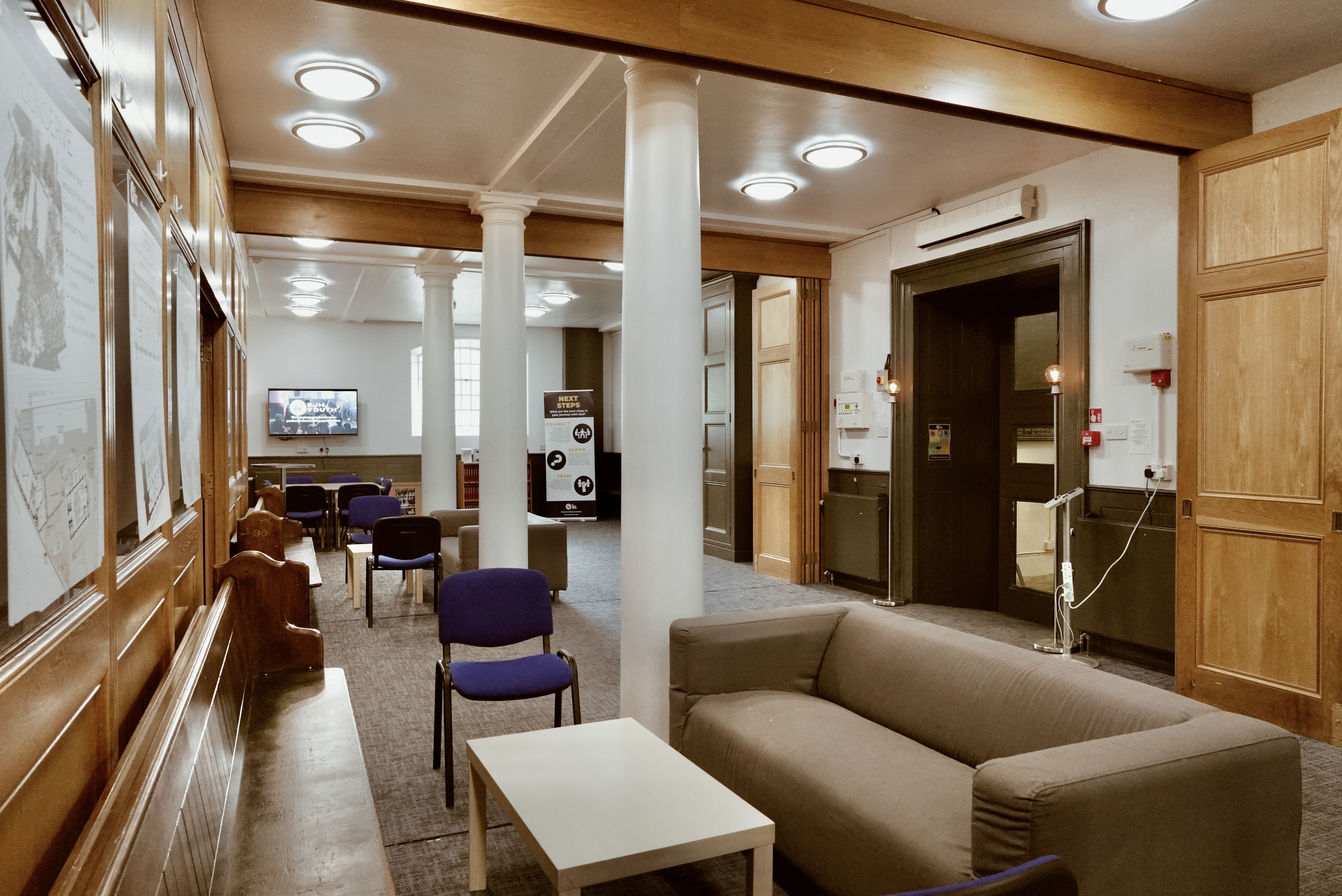 Main Church St John's Hoxton meeting space with modern design, ideal for events and gatherings.
