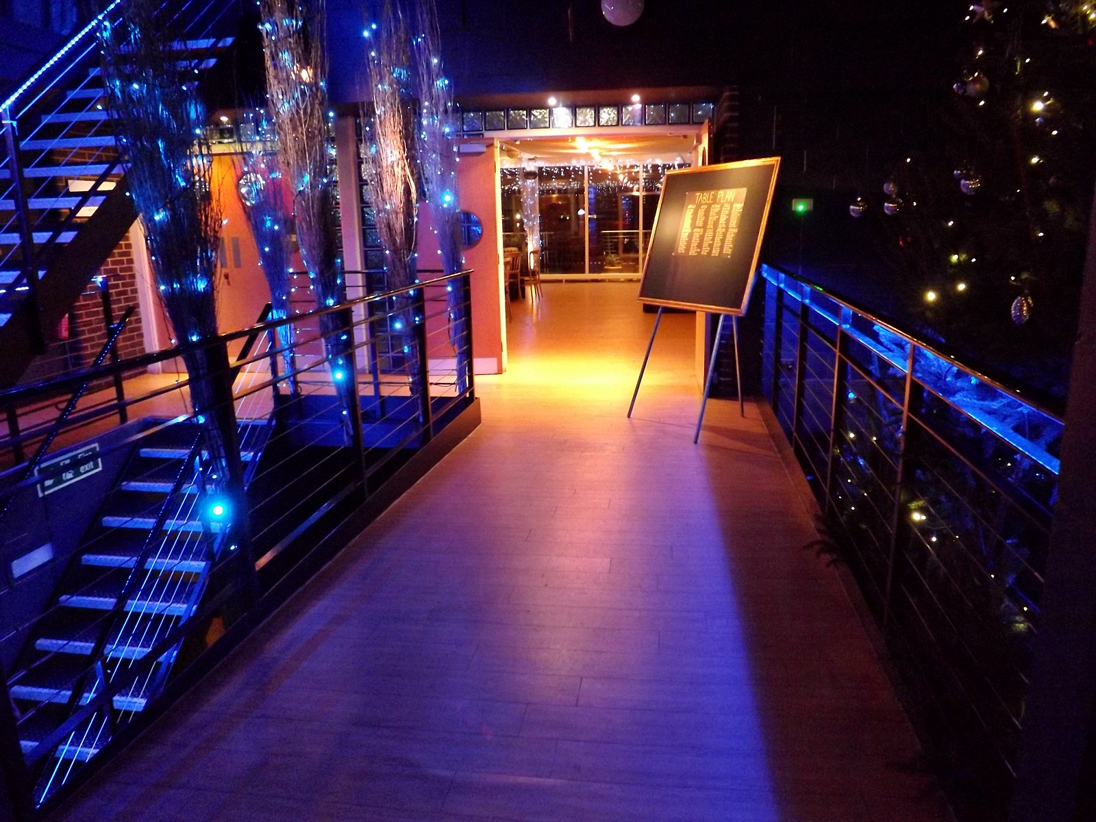 Pavilion & Edgson room with blue lighting, perfect for elegant events and gatherings.