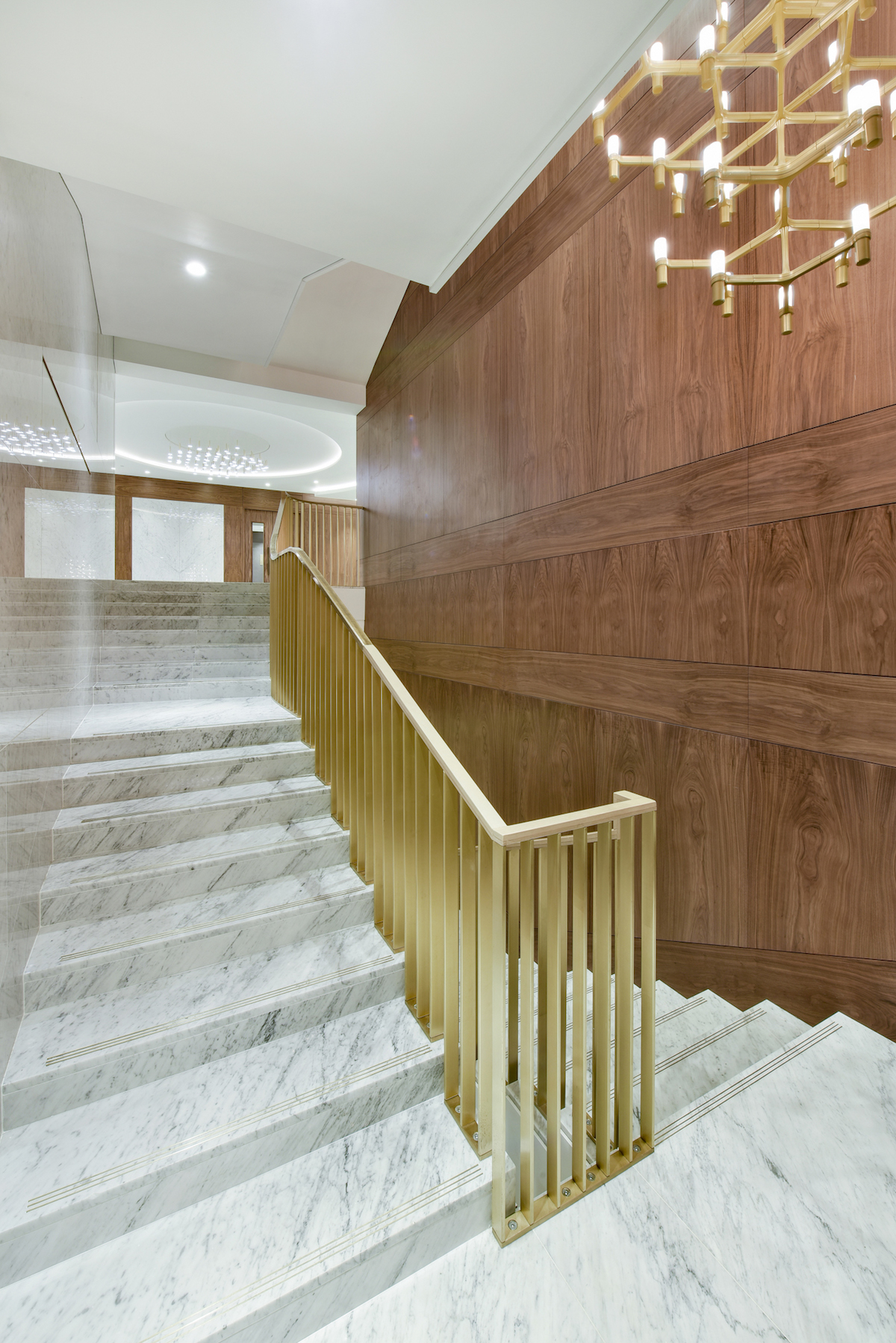 Beech Suite staircase with wooden paneling, ideal for upscale events and meetings.