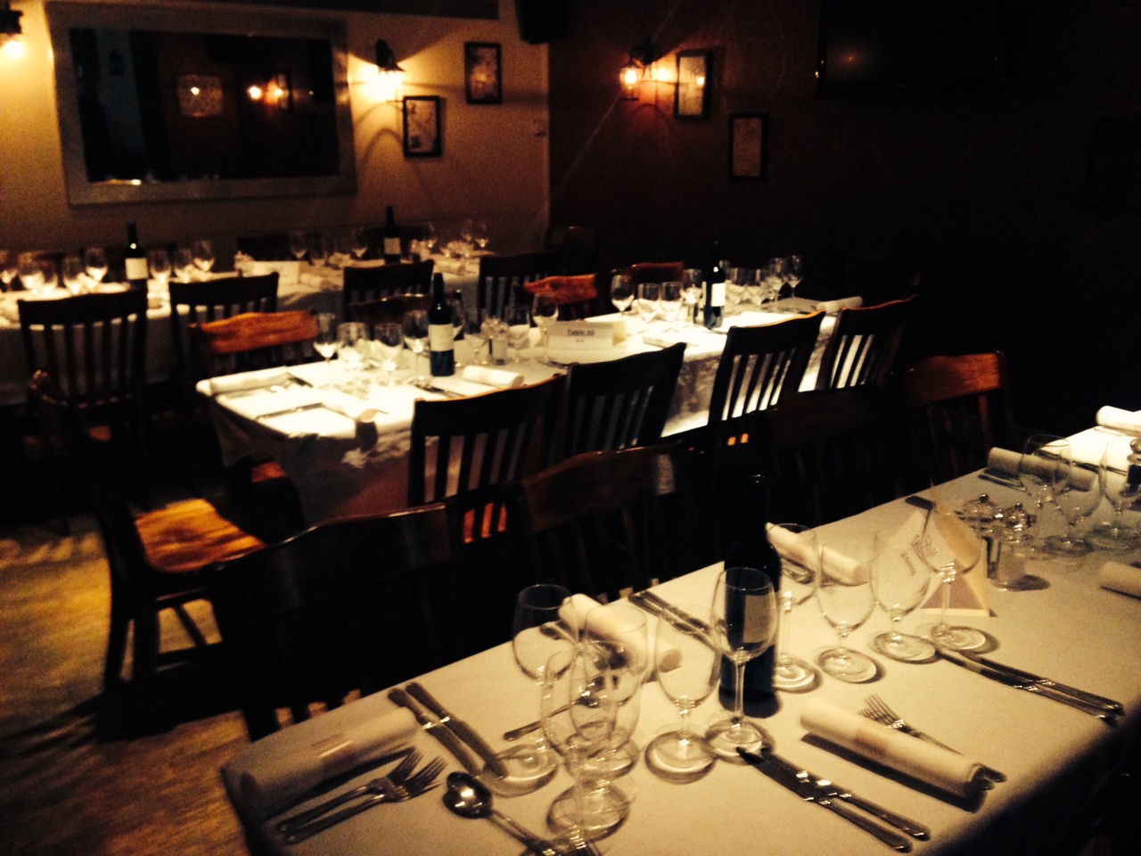 Elegant dining setup at The Gallery in Wine Tun for corporate events and private dinners.