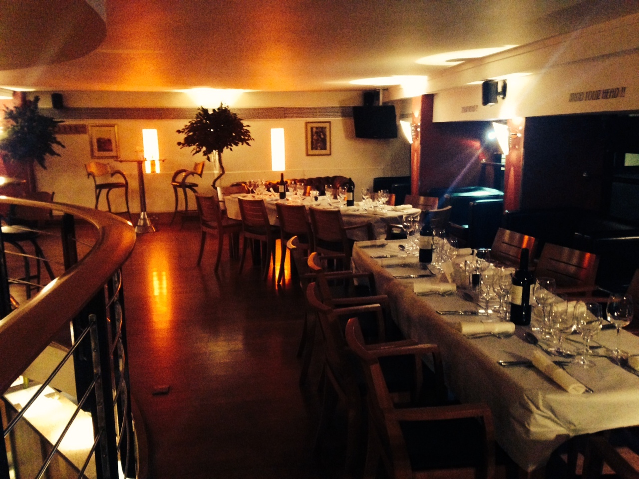 Elegant banquet setup at The Mezzanine, Wine Tun - ideal for formal dining events.