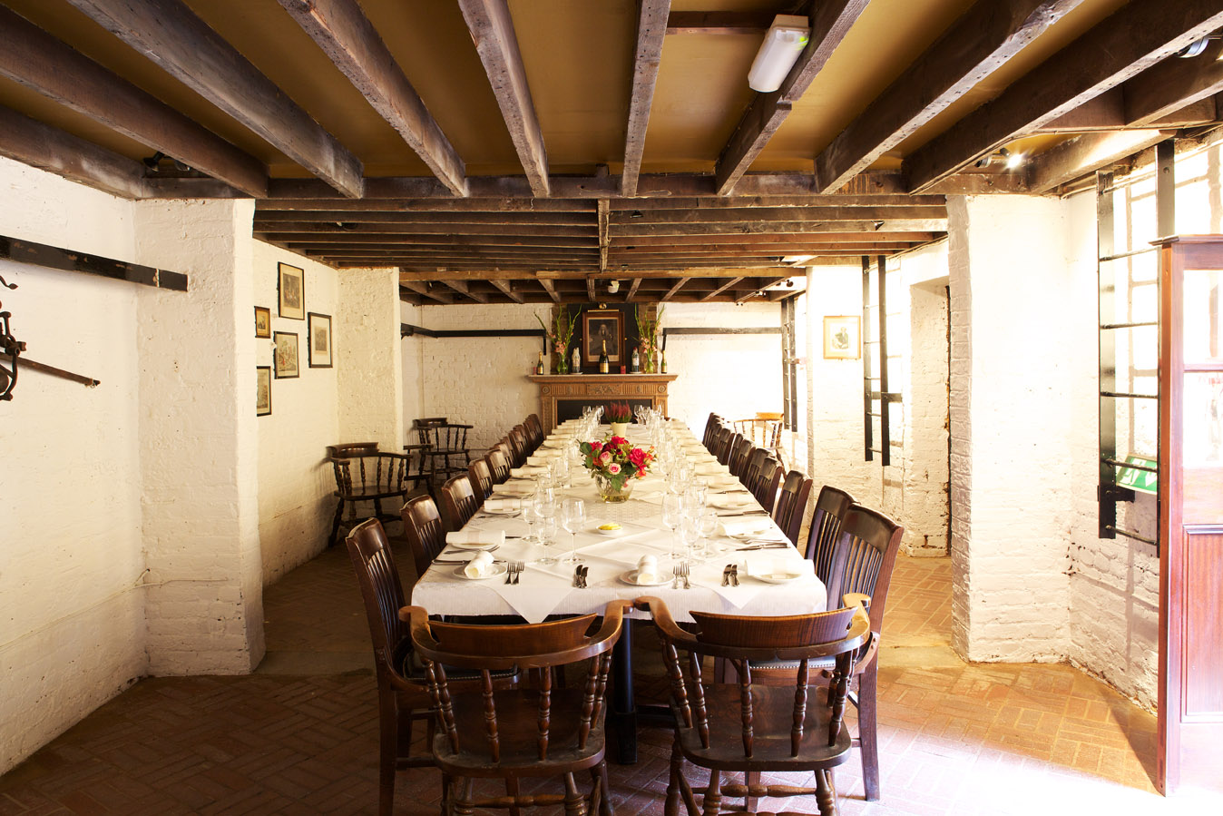 Rustic dining space at The Ovens, ideal for intimate gatherings and corporate retreats.