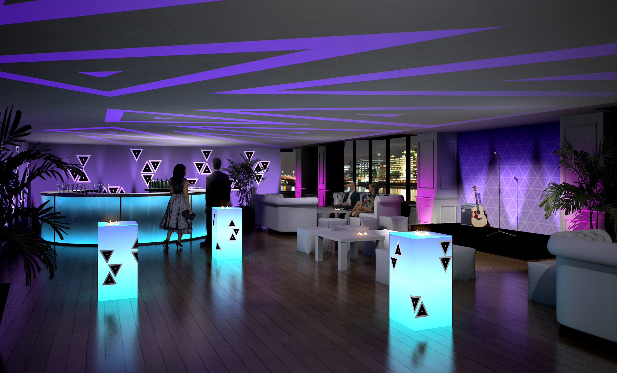 Stylish Lower River Room at The Mermaid London, ideal for networking events and social gatherings.