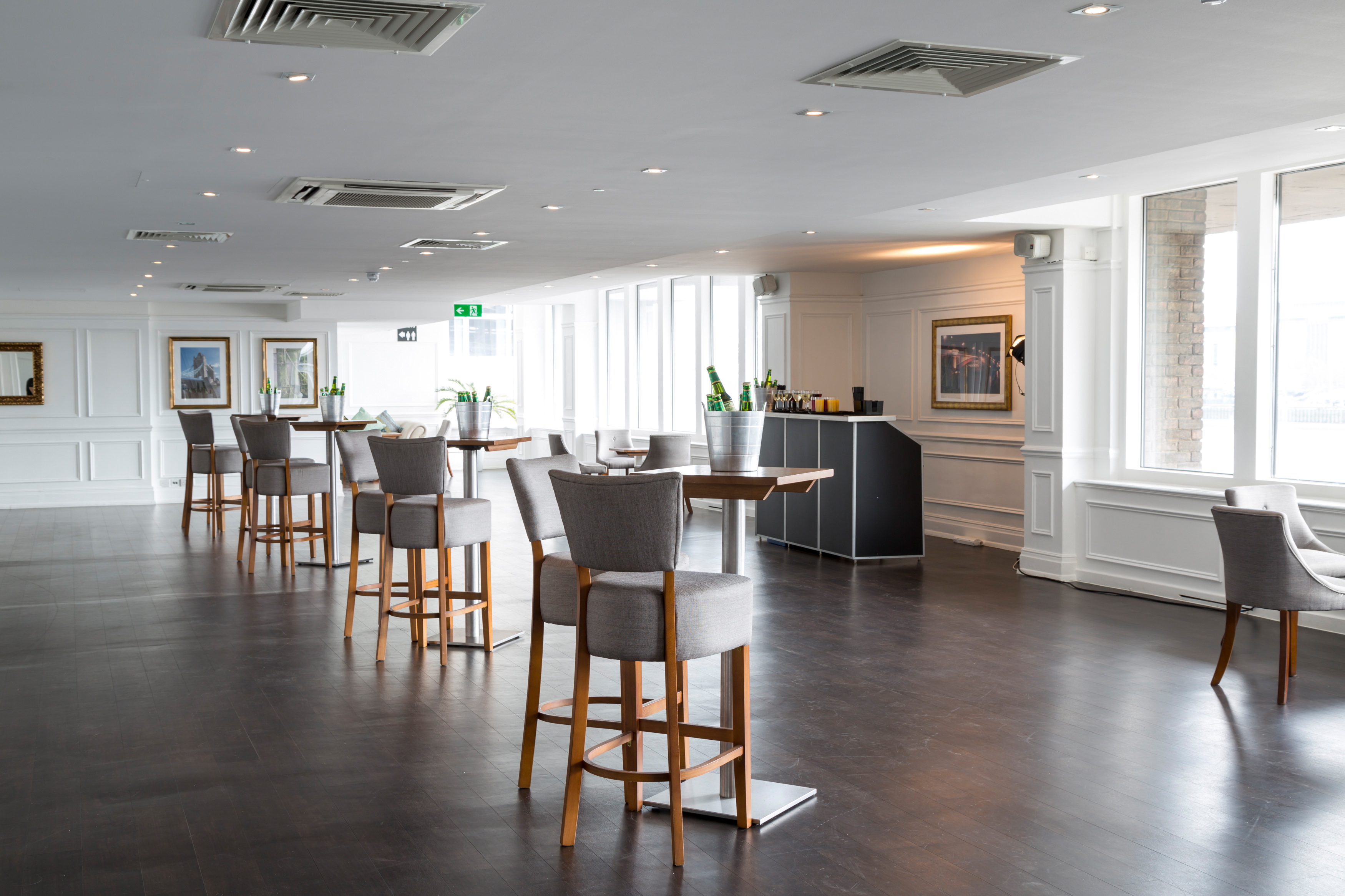 Modern event space in The Mermaid London, ideal for corporate gatherings and networking.