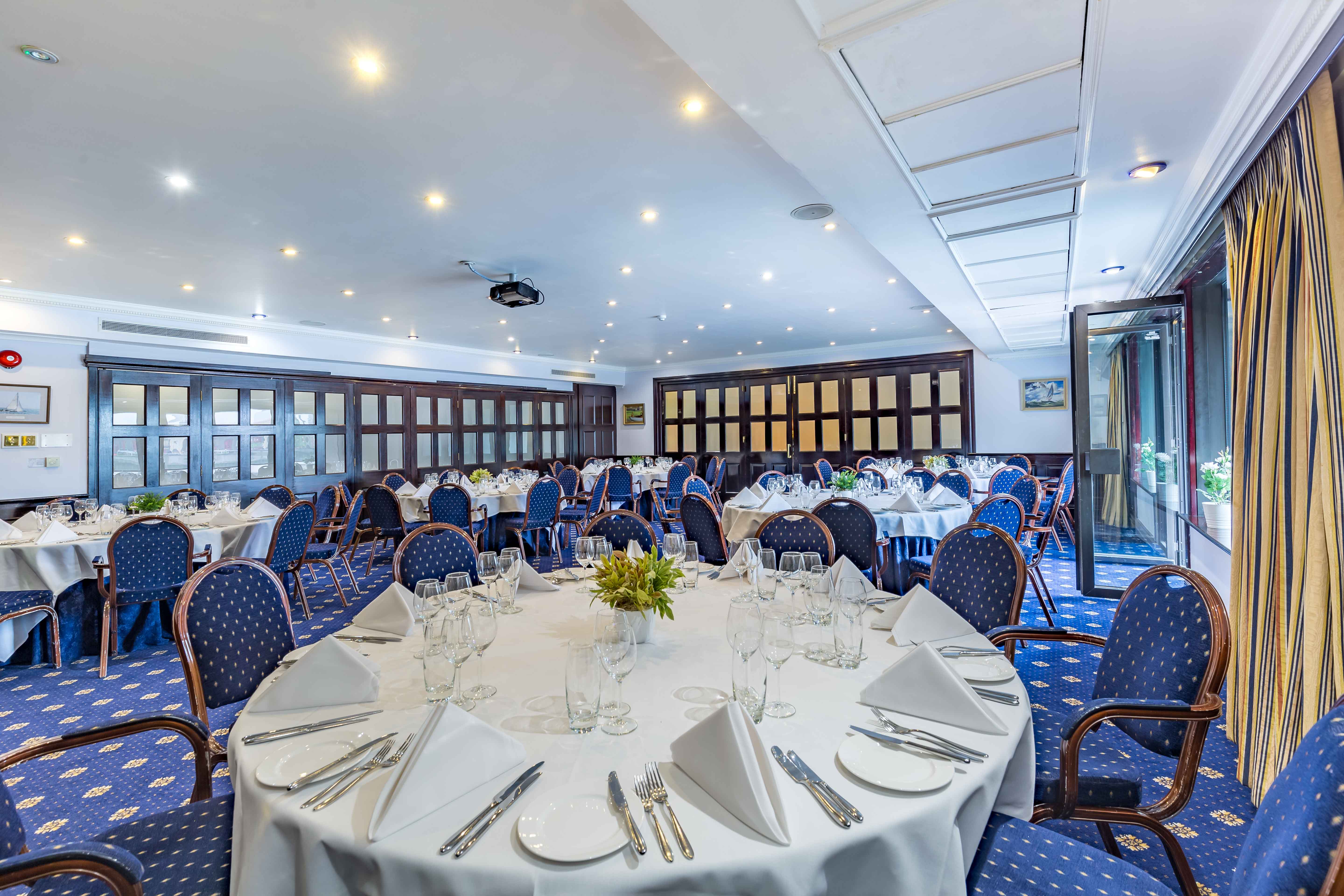 Elegant banquet room at Little Ship Club, perfect for corporate events and formal gatherings.