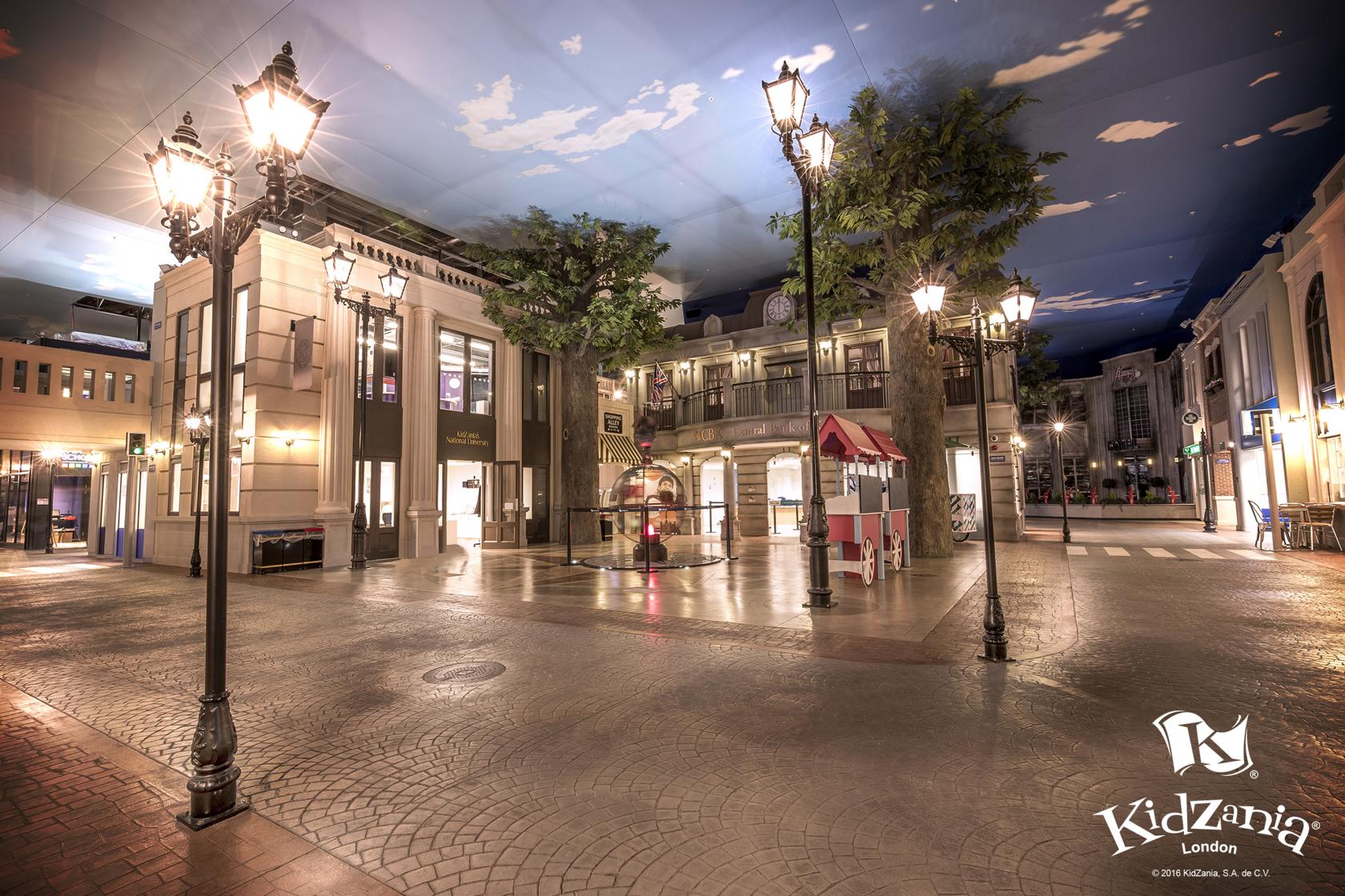 Vibrant indoor space in KidZania London for corporate events and family activities.