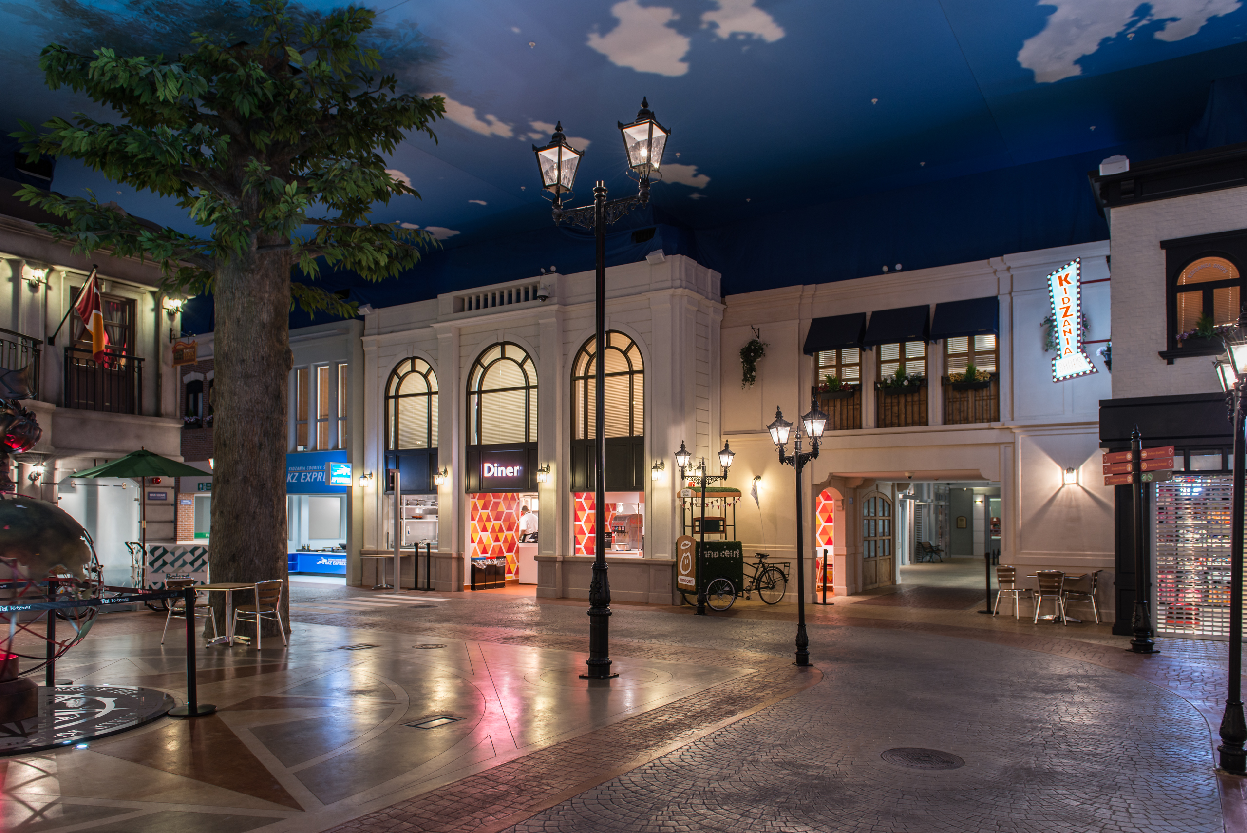 Main Square in KidZania London, open-air venue for networking events and gatherings.