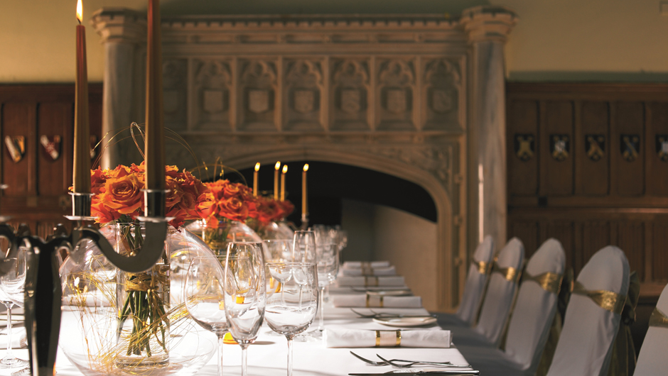 Elegant dining table at Towers Mansion, perfect for formal events and galas.