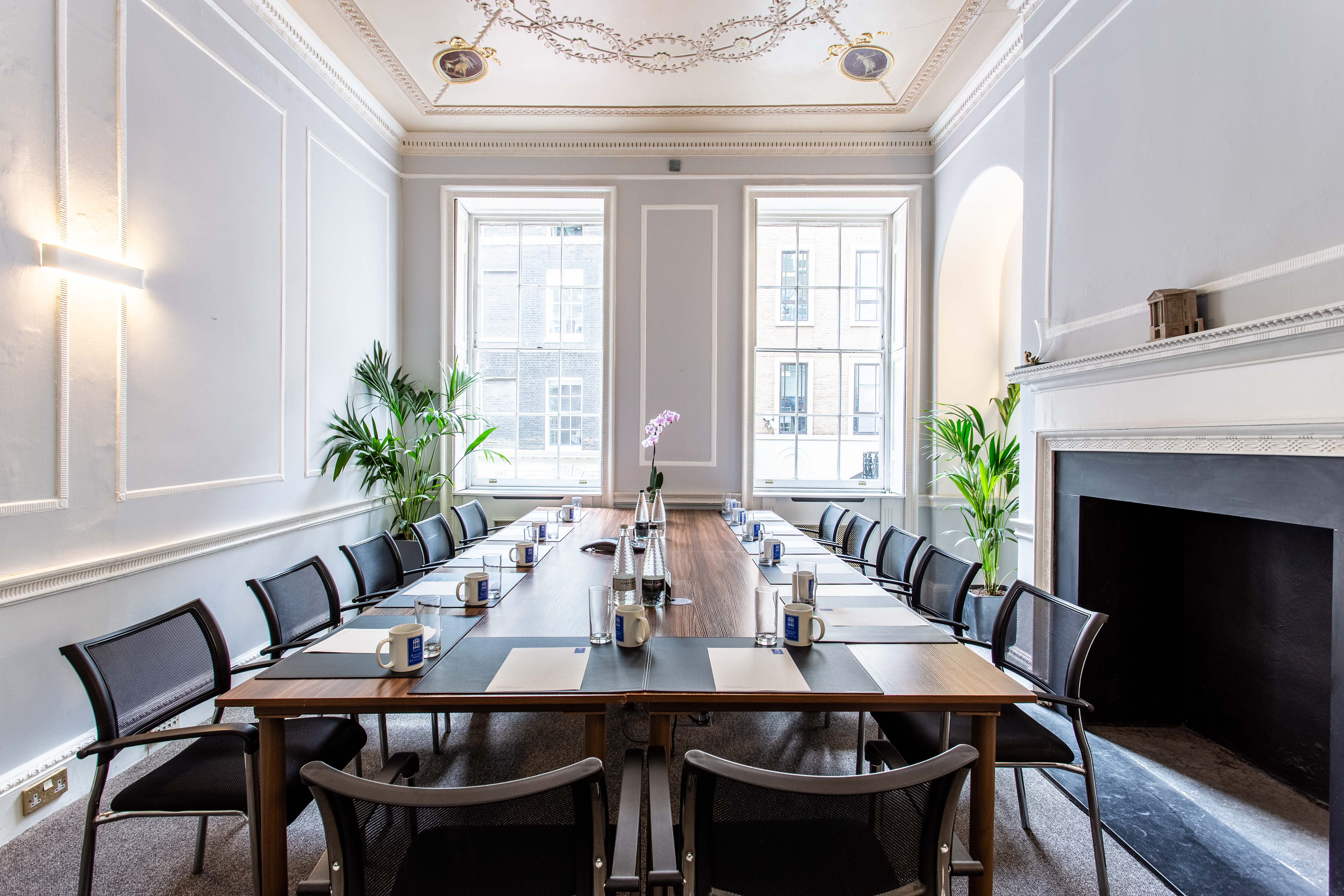 Bacchus Room in Adam House: elegant meeting space with natural light for workshops.