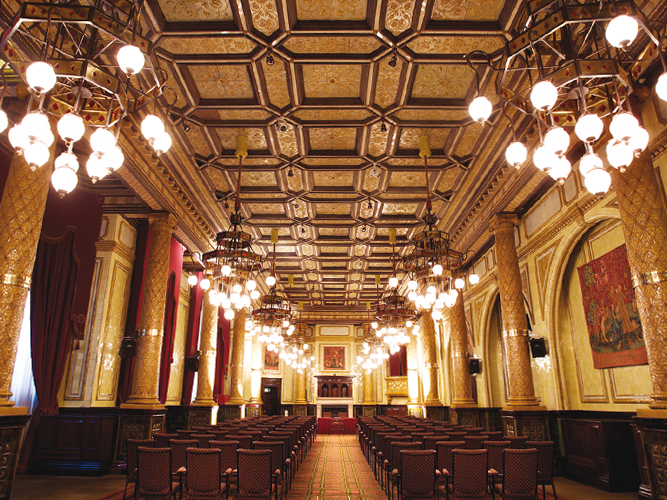 Whitehall Suite at The Royal Horseguards Hotel, elegant chandeliers for weddings and conferences.