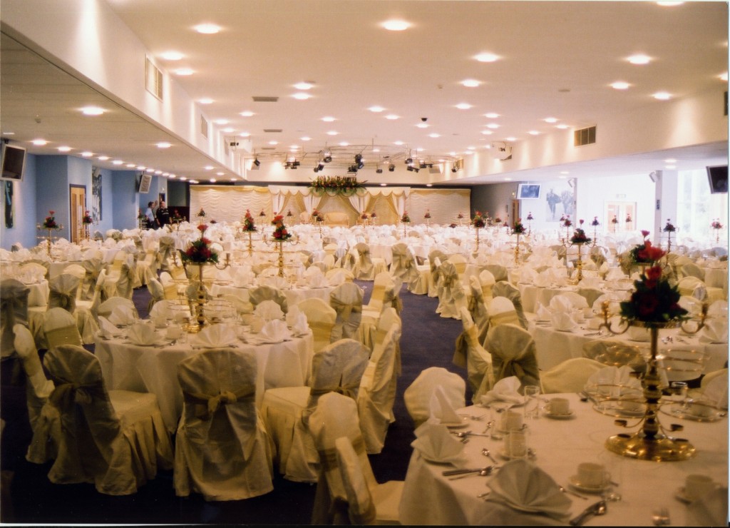 Elegant banquet hall at King Power Stadium, perfect for weddings and formal events.