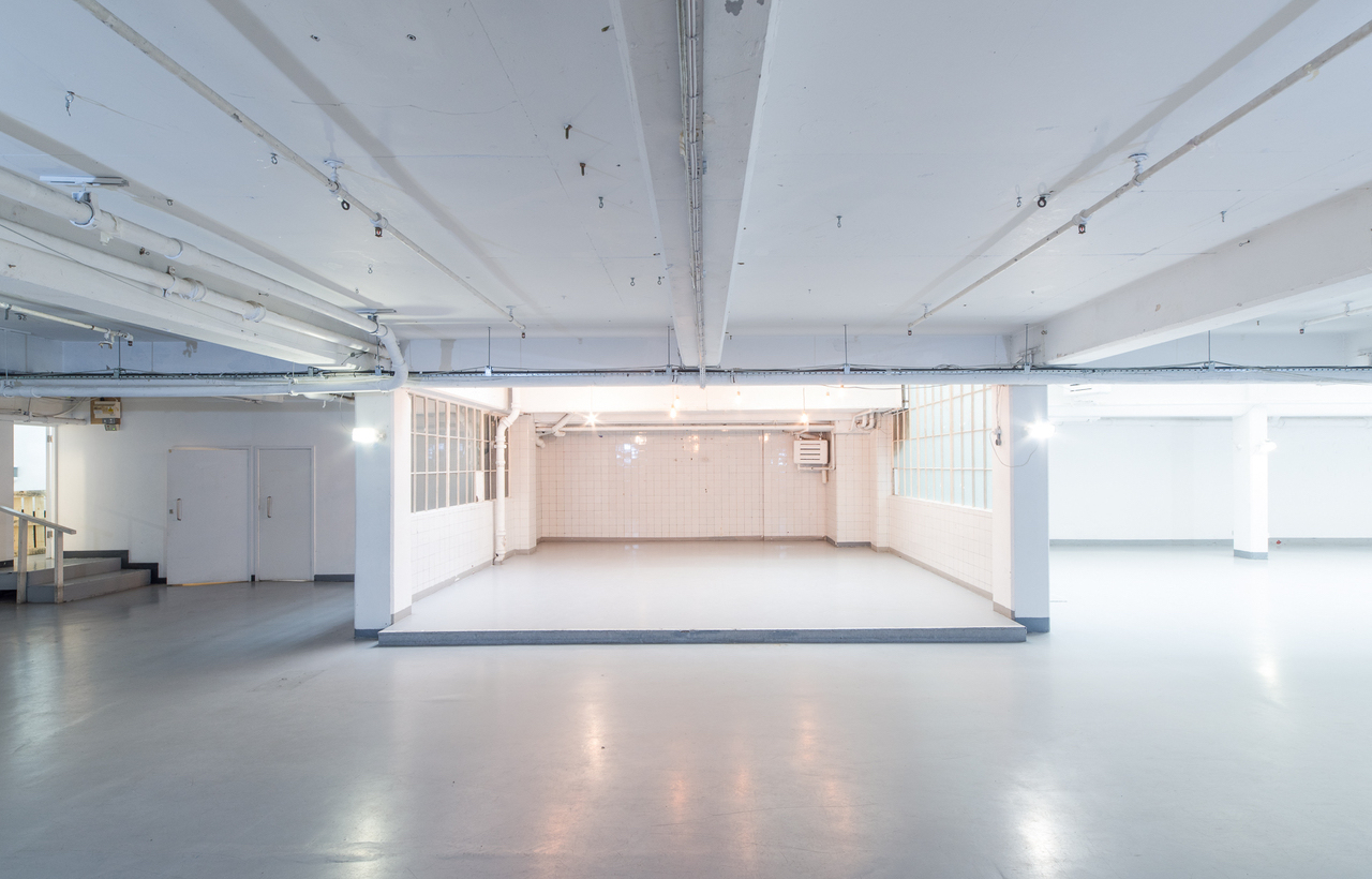 Spacious minimalist event venue at The Vinyl Factory Soho, perfect for workshops and gatherings.