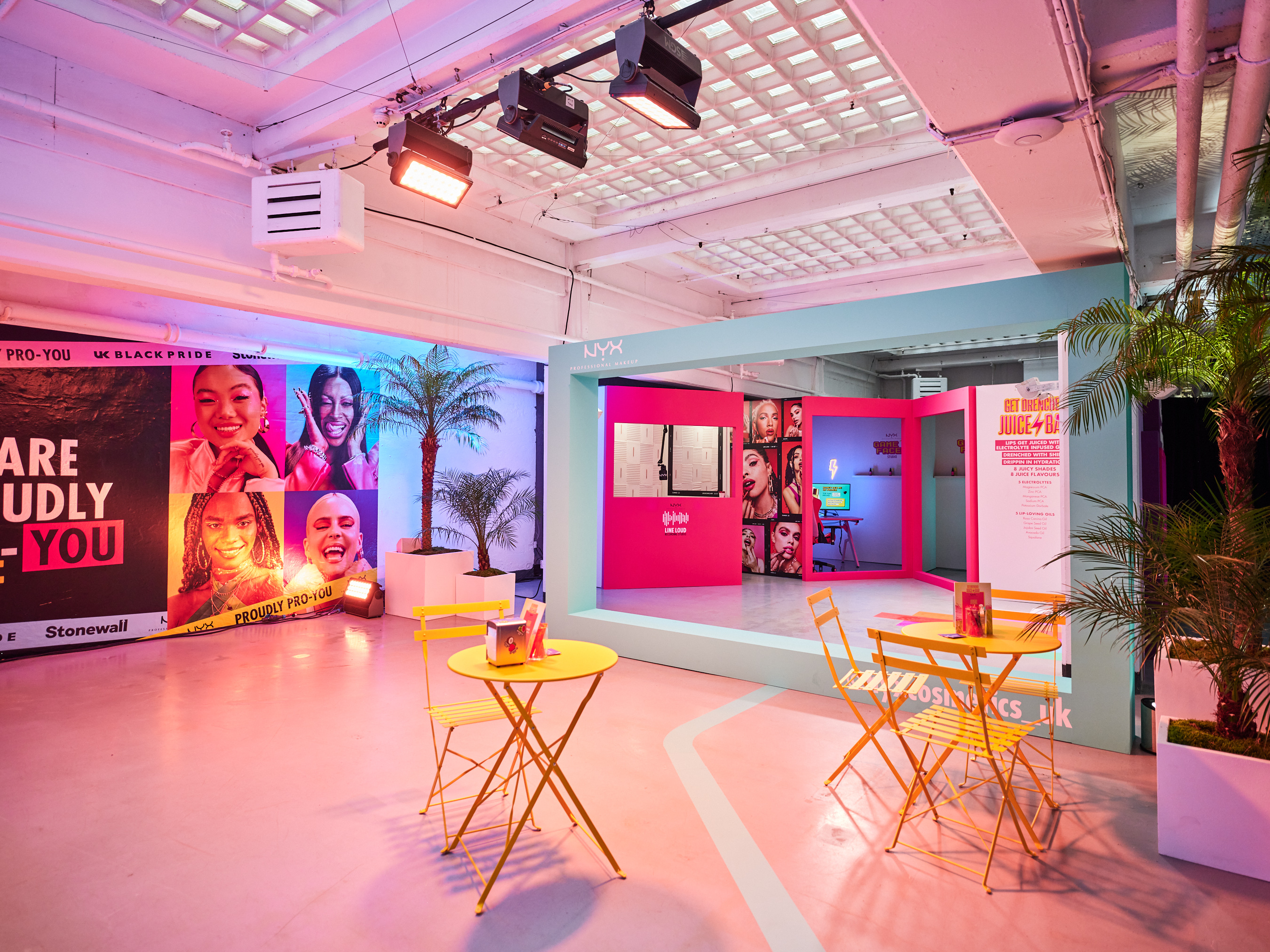 Vibrant event space at The Vinyl Factory Soho with colorful decor for creative workshops.