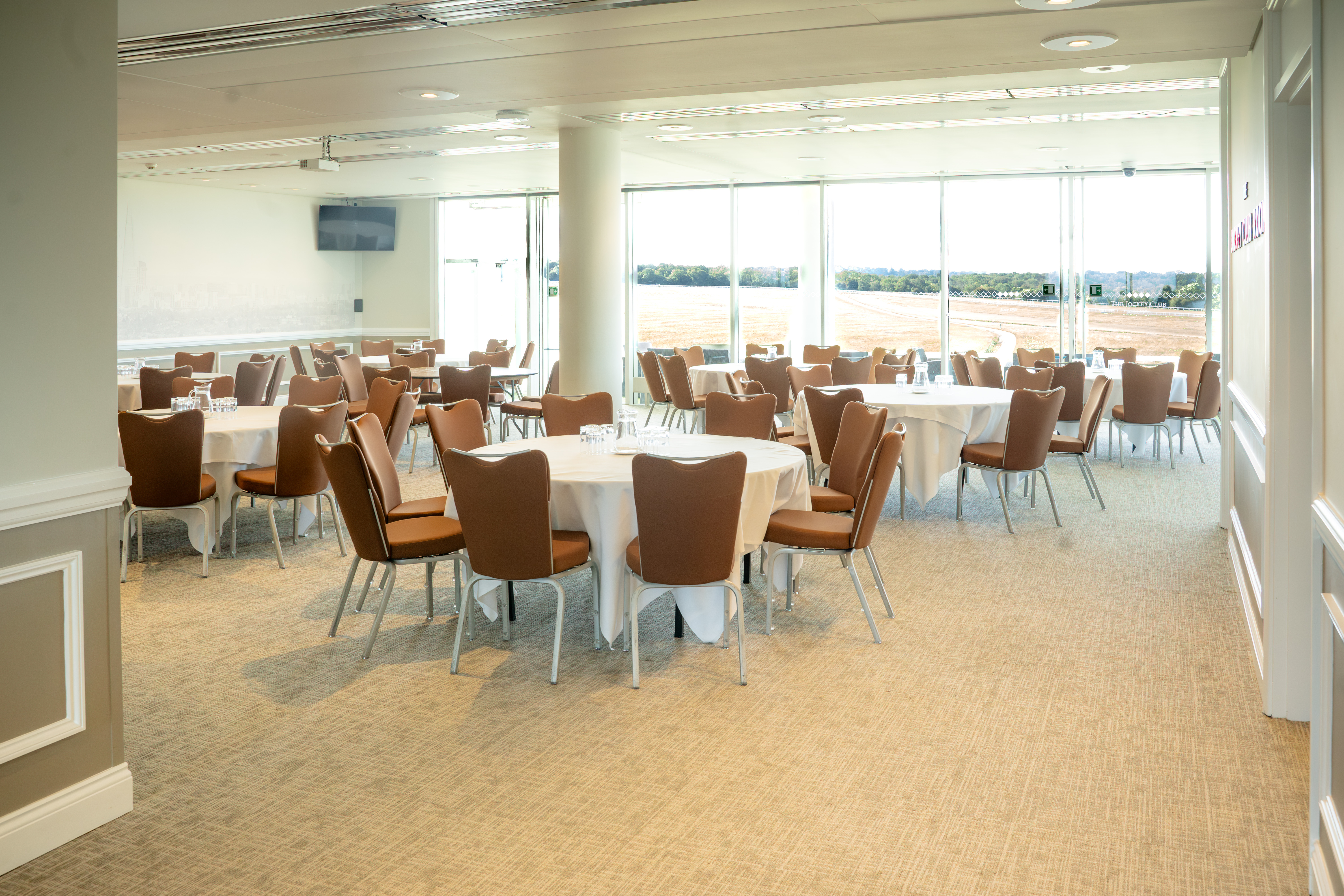 The Jockey Club Room at Epsom Downs, ideal for meetings and networking events.