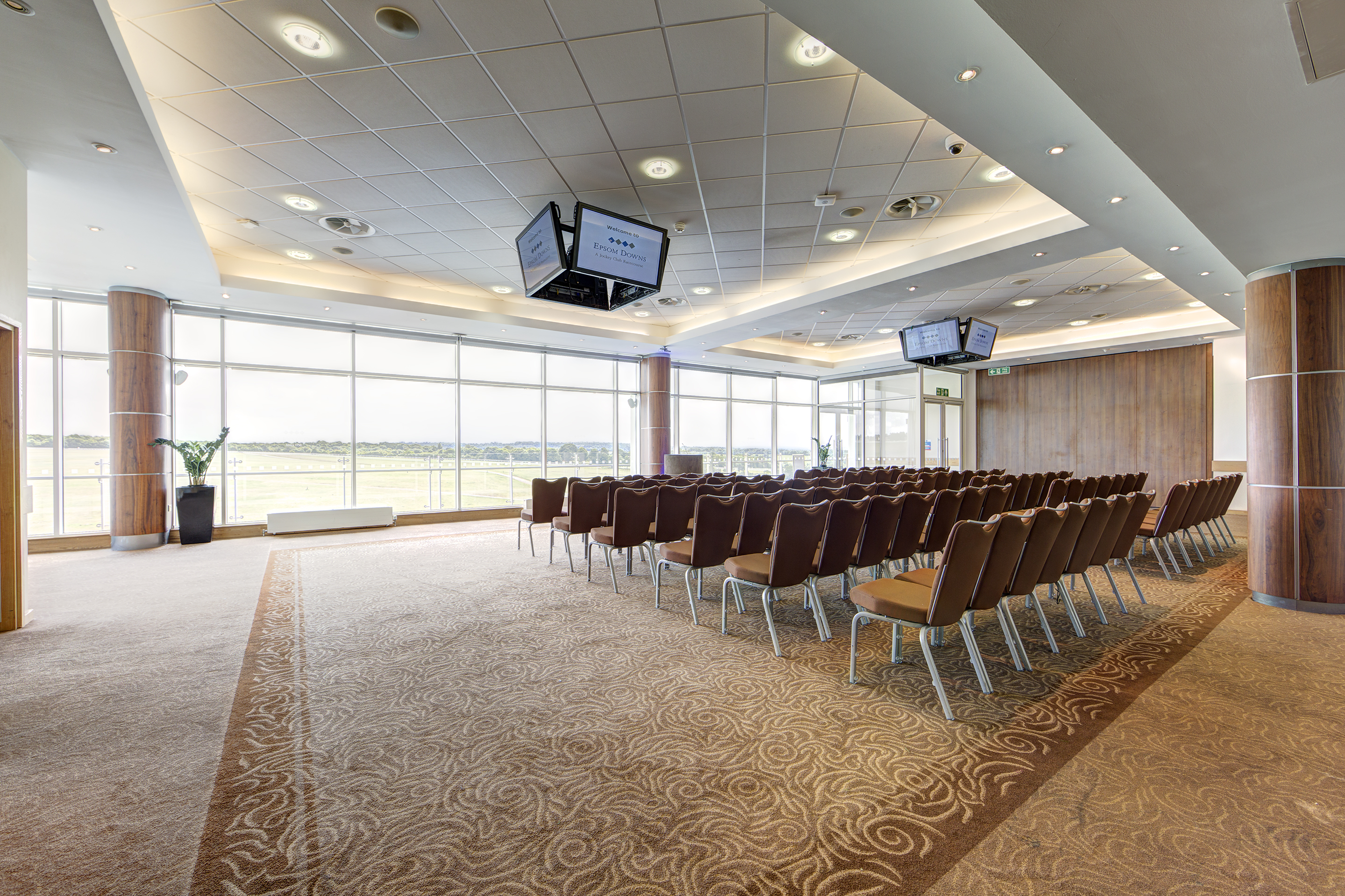Modern meeting space at Epsom Downs Racecourse, ideal for corporate events and conferences.