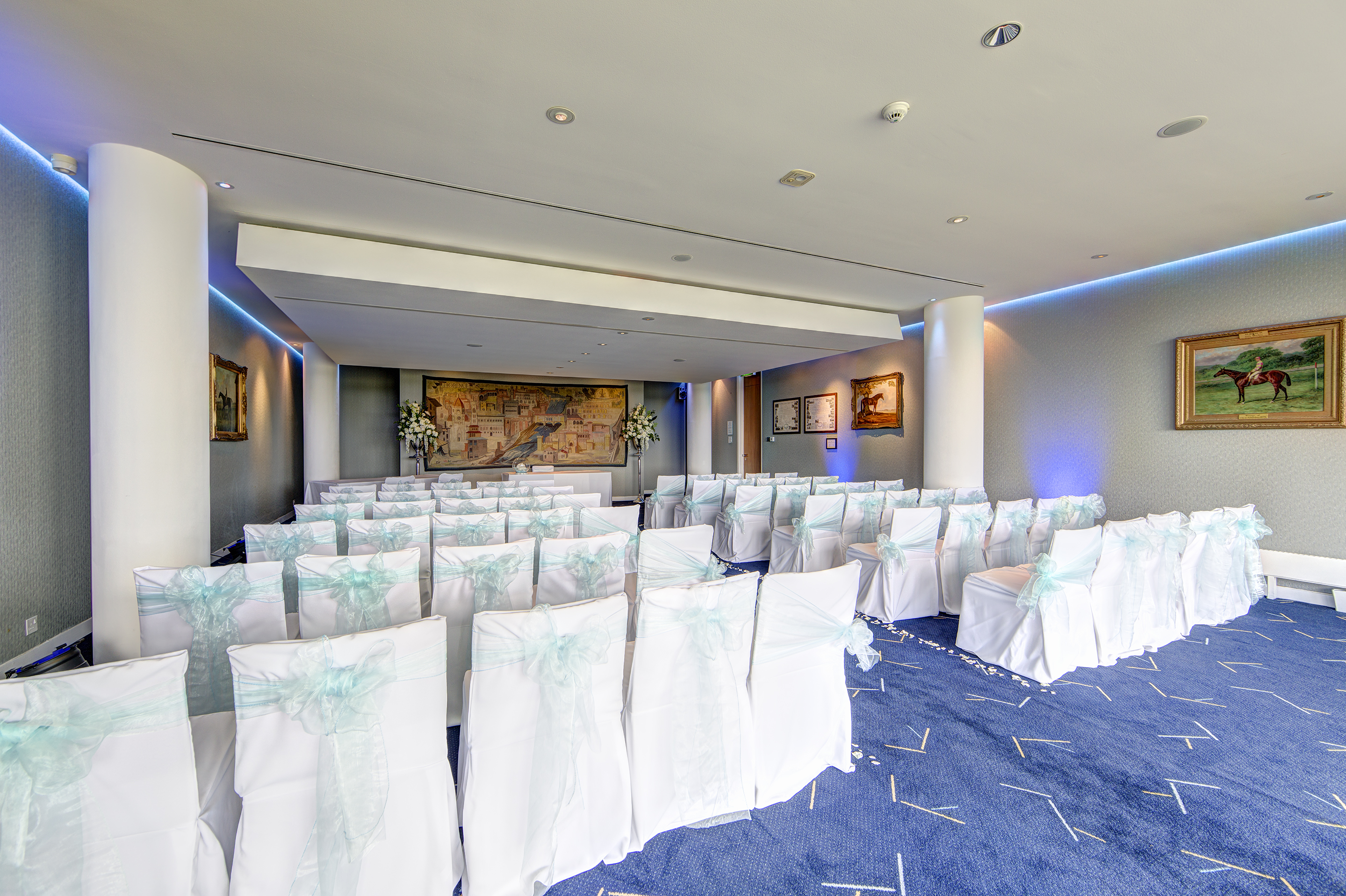 Royal Box at Epsom Downs Racecourse, elegant chairs for meetings and presentations.