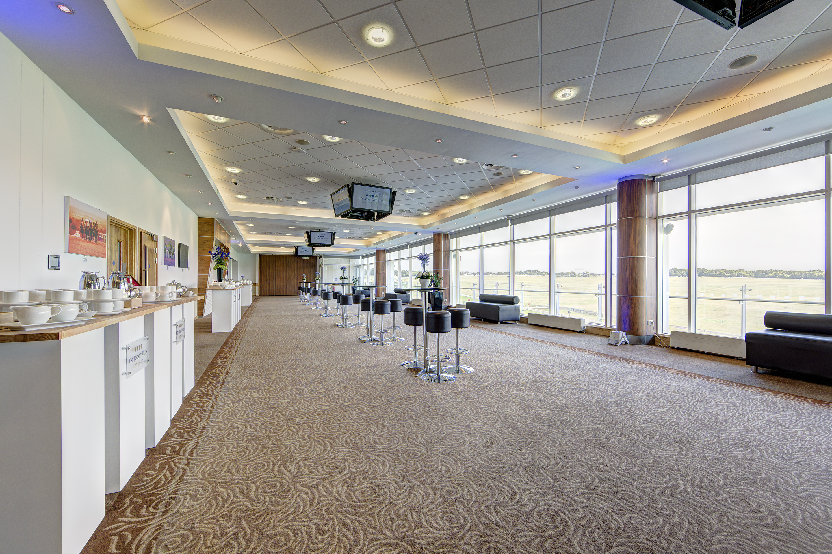 Lammtarra Suite at Epsom Downs: spacious event space for meetings and conferences.